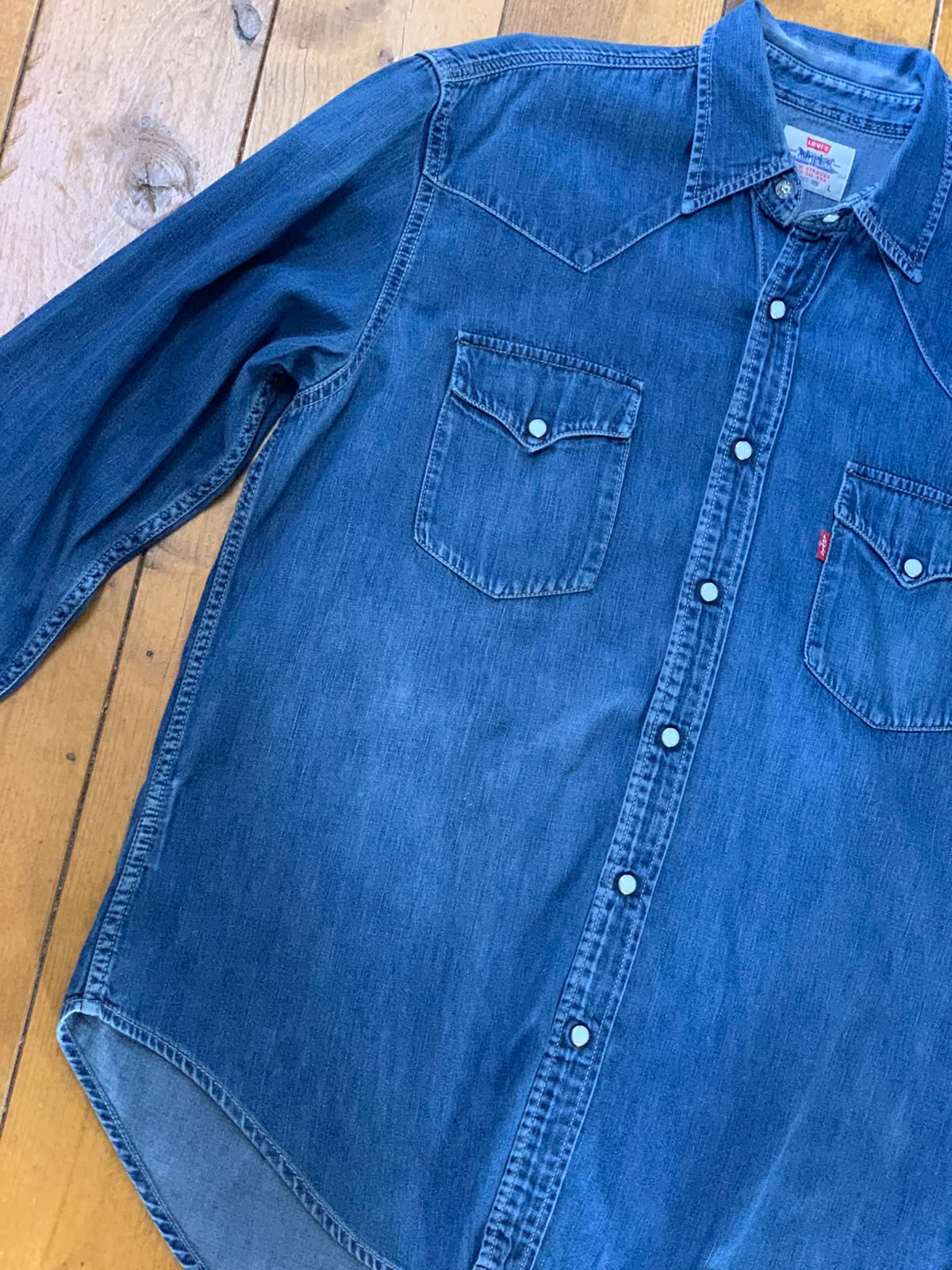 Levi's Chemise Western Denim Bleu Manches Longues - taille Large