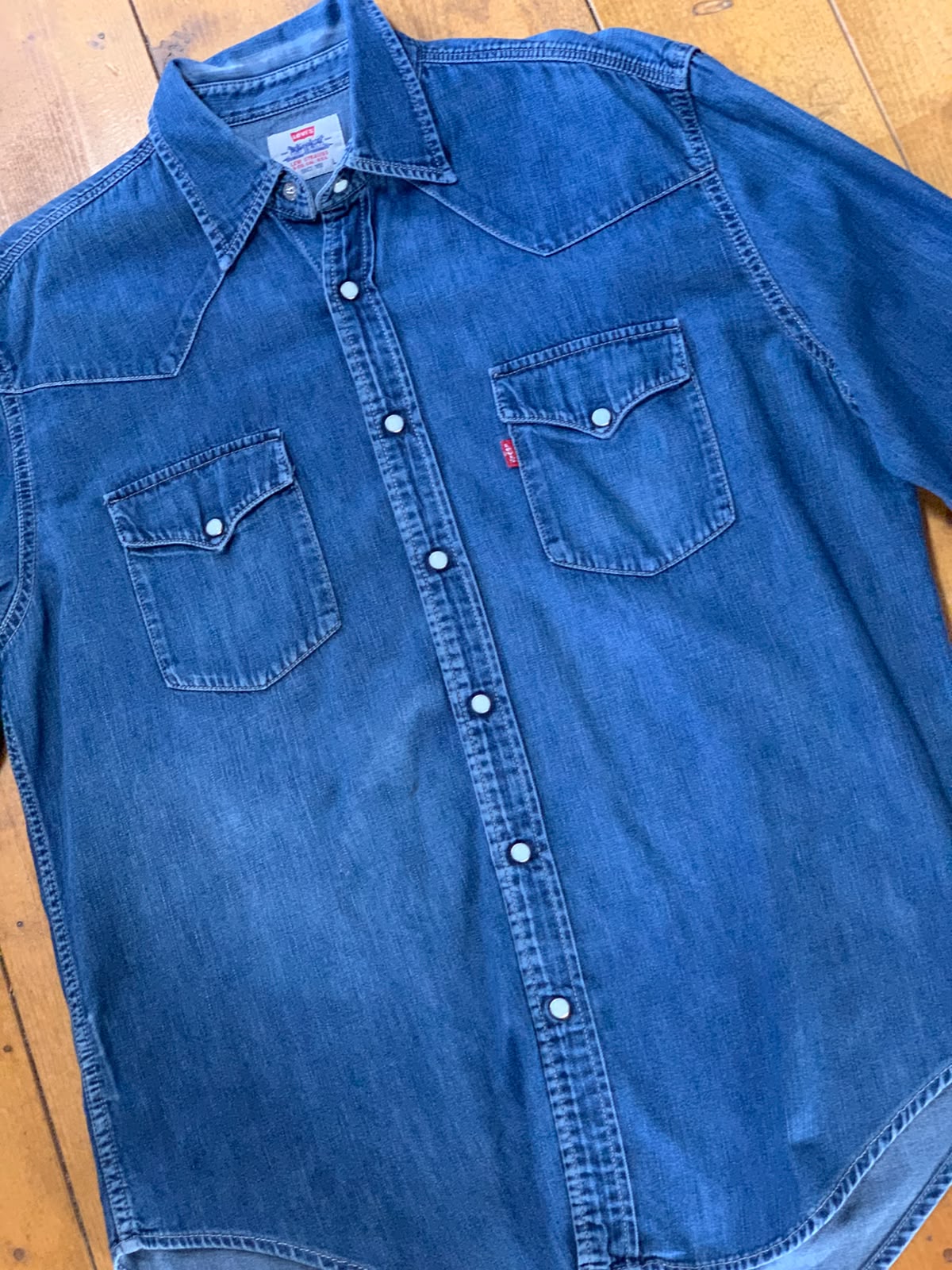 Levi's Chemise Western Denim Bleu Manches Longues - taille Large image 2