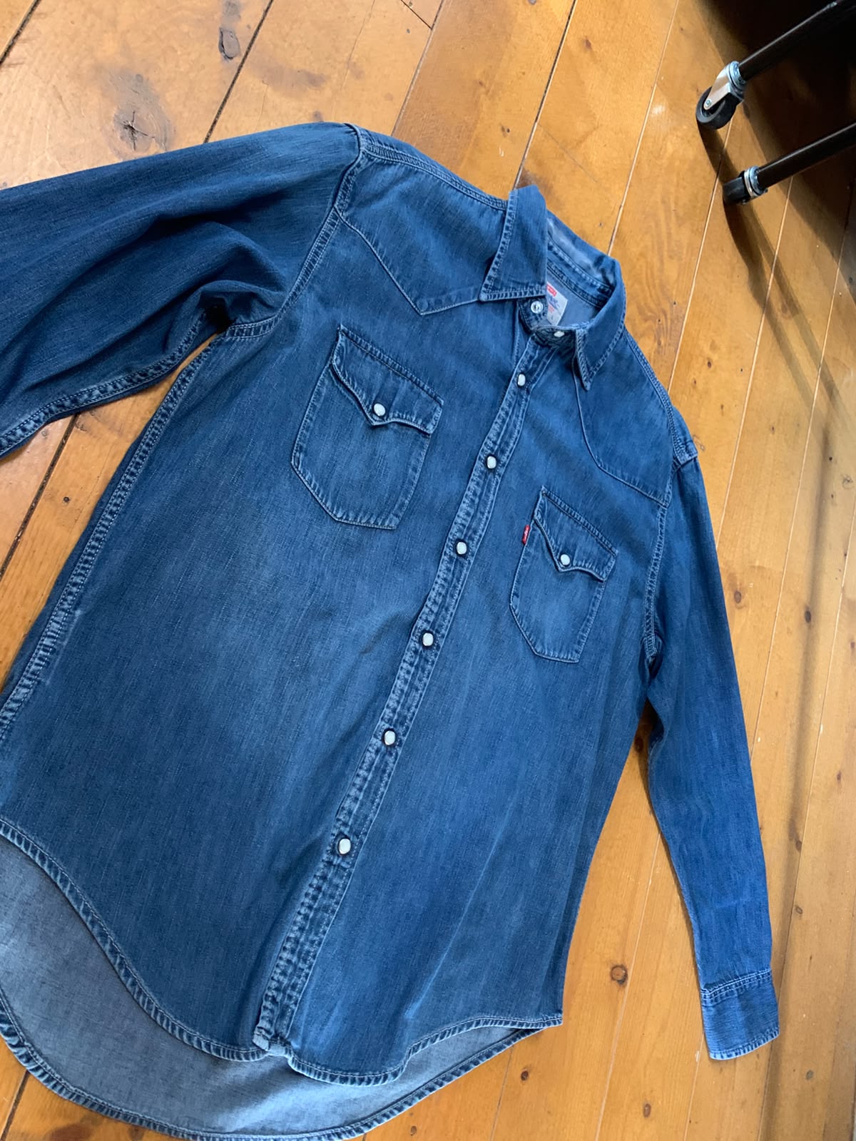 Levi's Chemise Western Denim Bleu Manches Longues - taille Large image 3