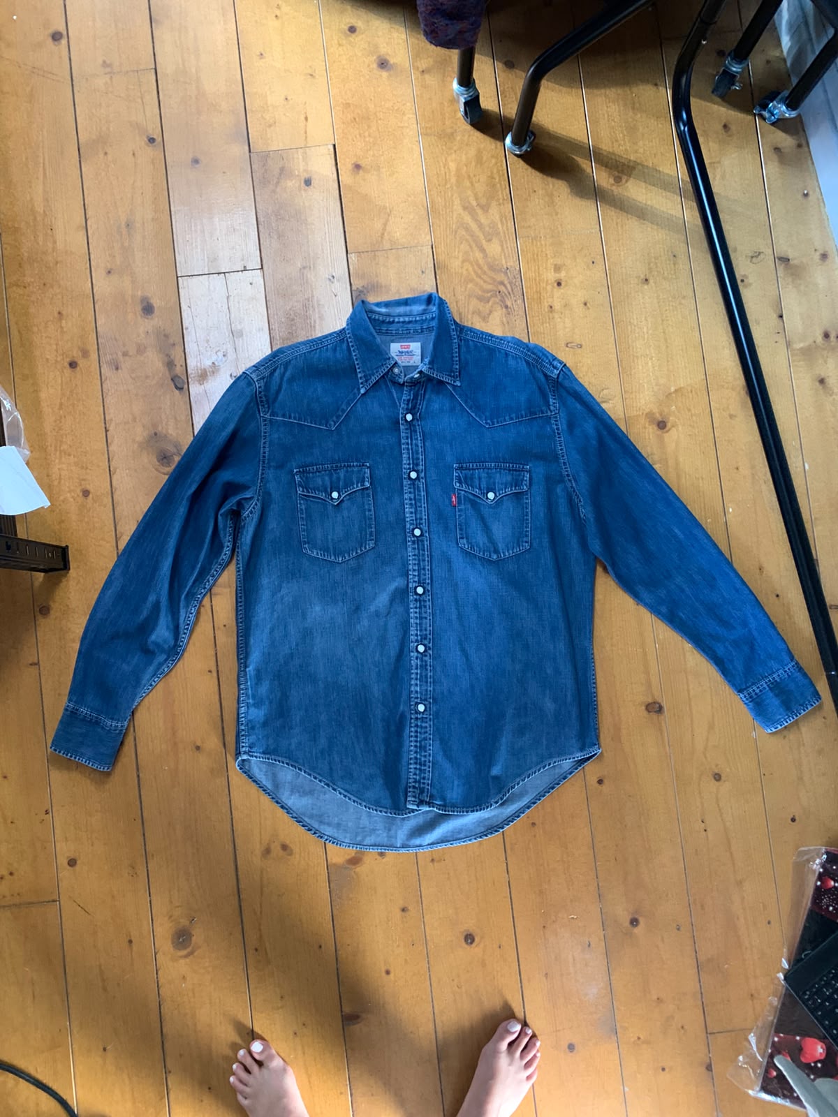 Levi's Chemise Western Denim Bleu Manches Longues - taille Large image 5