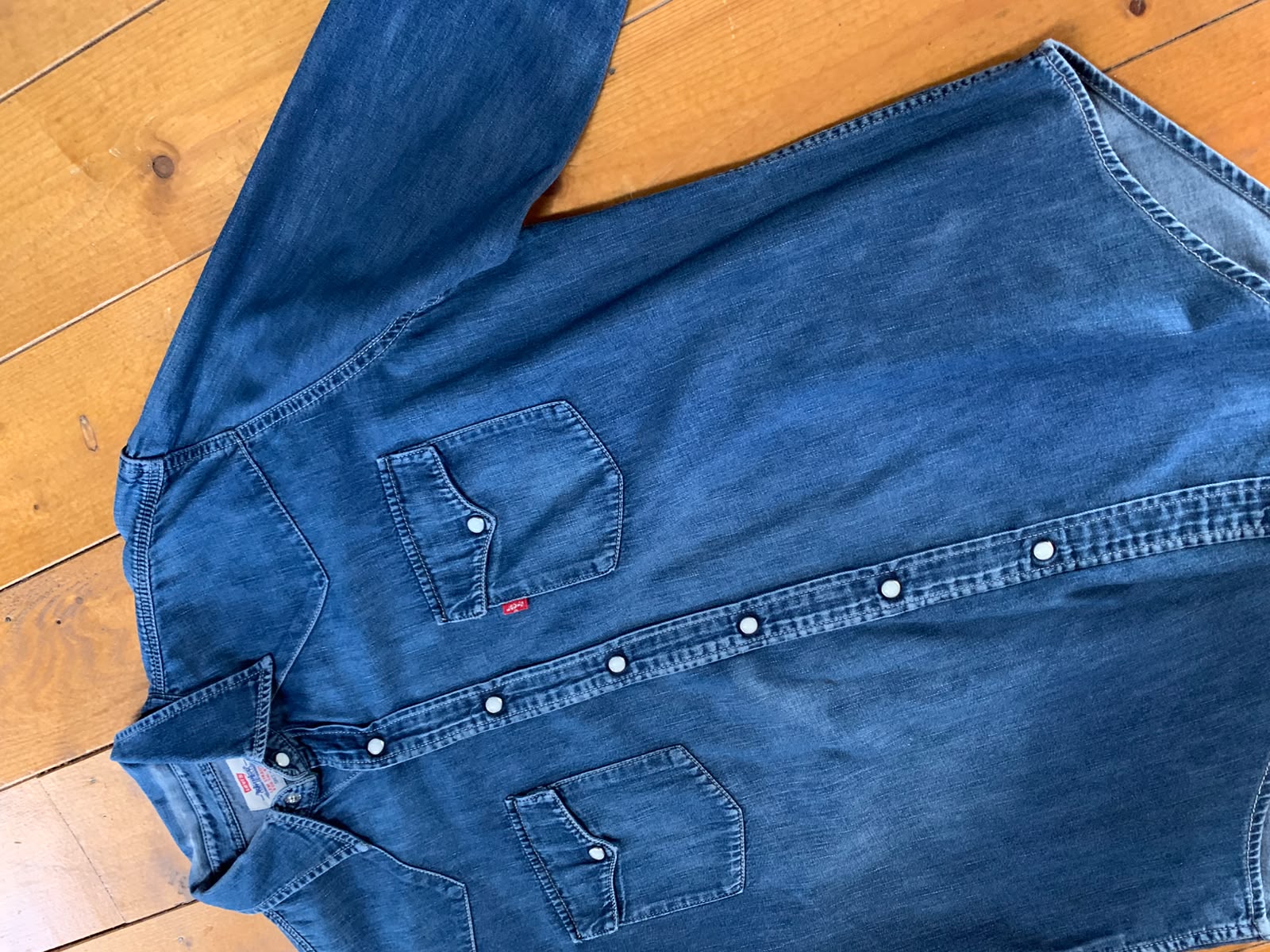 Levi's Chemise Western Denim Bleu Manches Longues - taille Large image 6