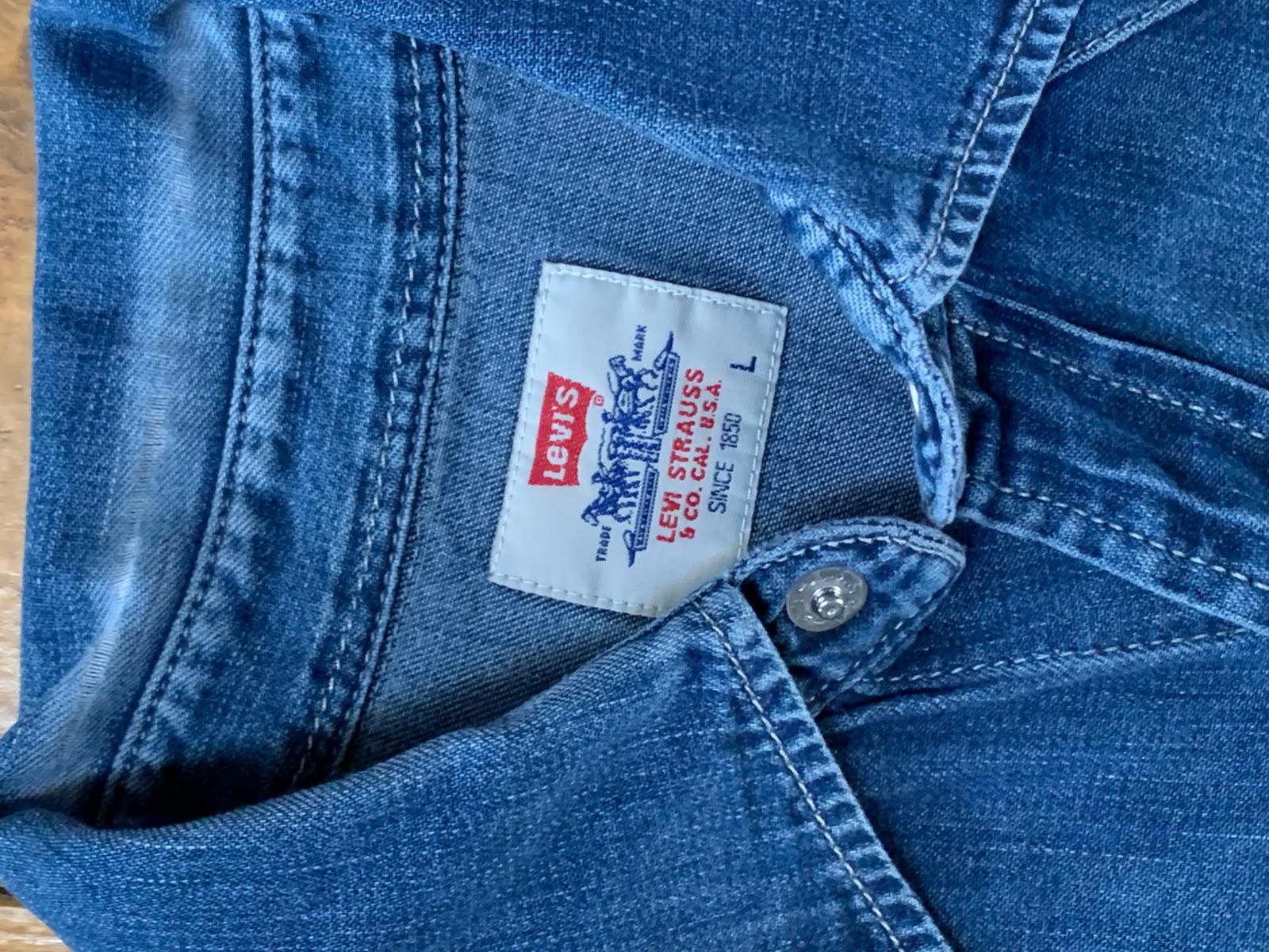 Levi's Chemise Western Denim Bleu Manches Longues - taille Large image 7