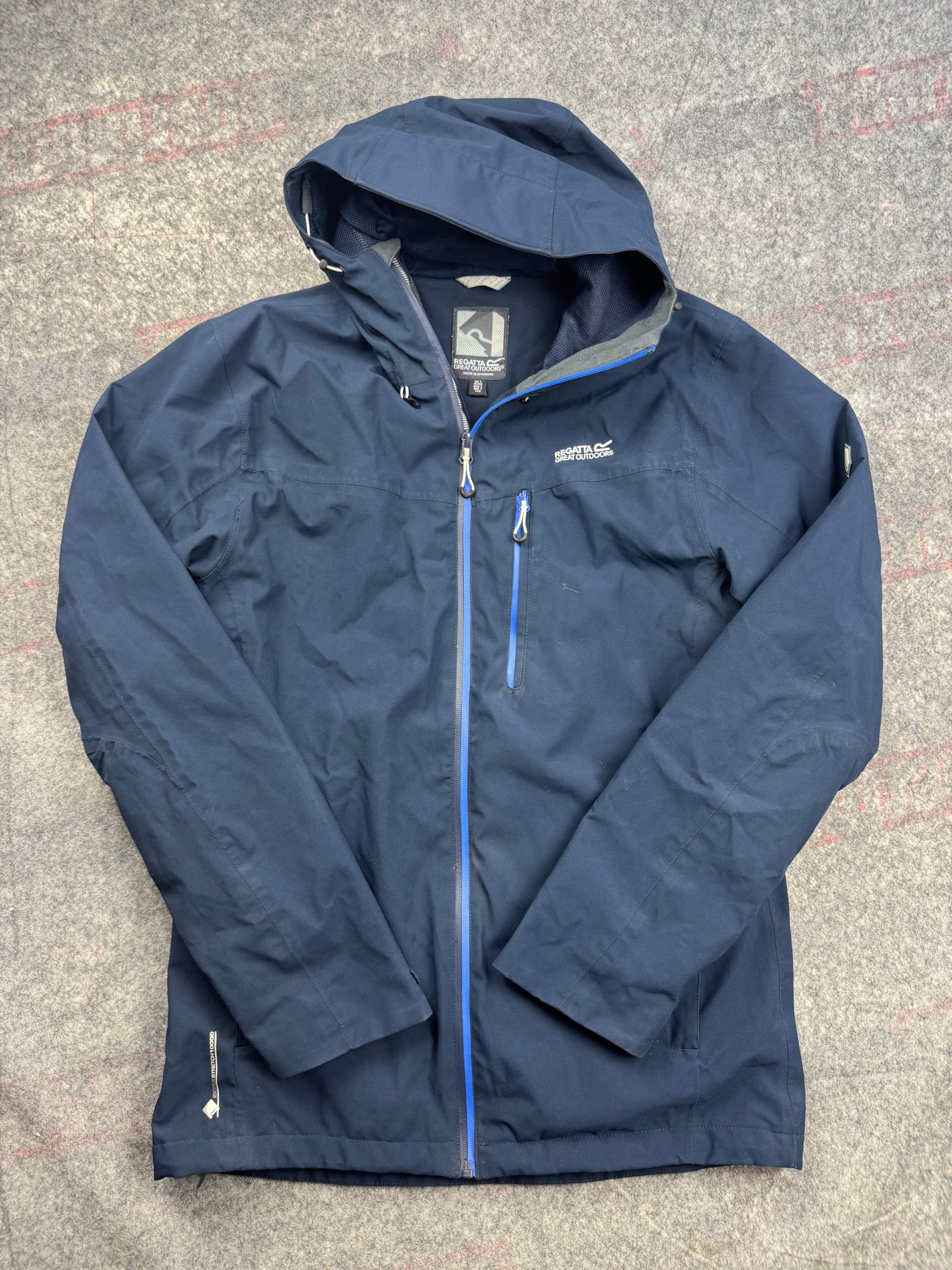 Regatta Navy Waterproof Jacket Men’s Small Isotex Stretch Hooded