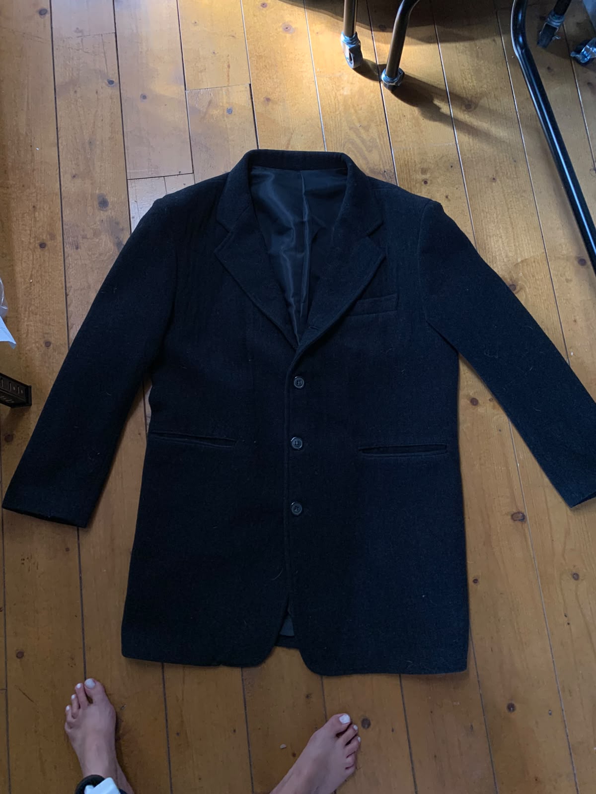 Manteau long noir en laine - coupe classique - taille Medium MD7039 image 6