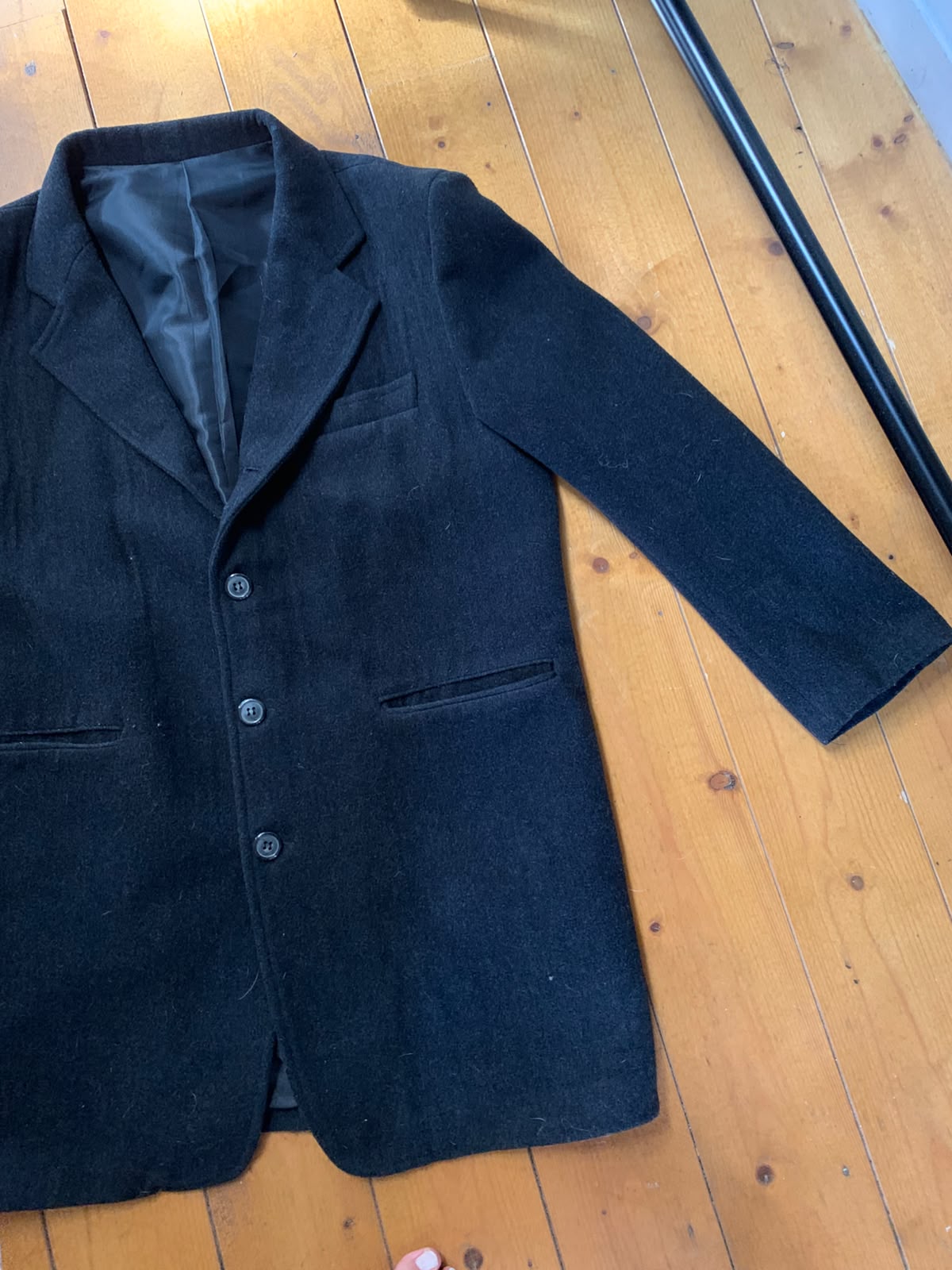 Manteau long noir en laine - coupe classique - taille Medium MD7039 image 8