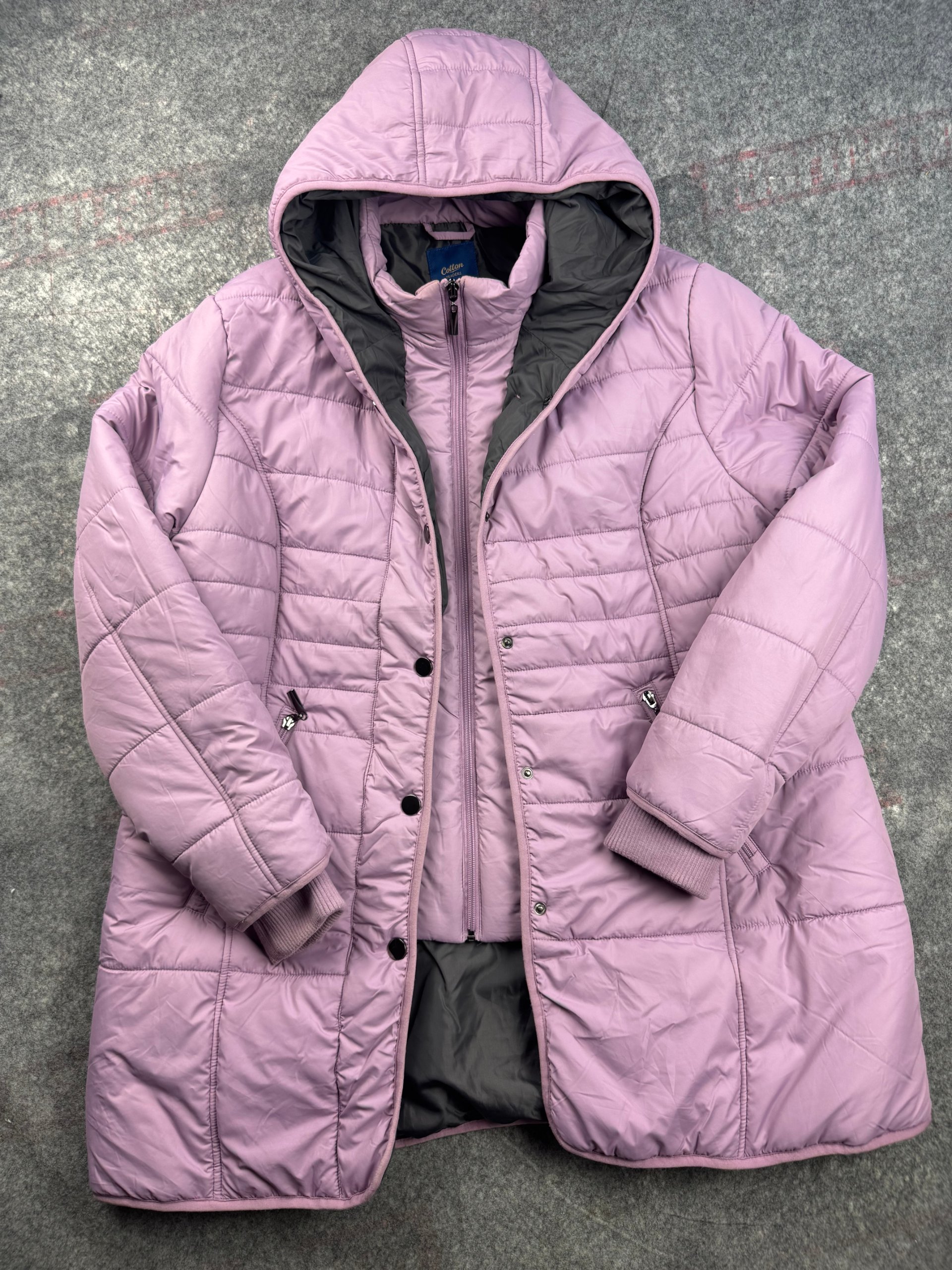 Cotton Traders Lilac Puffer Hooded Coat UK 20 Pink Quilted