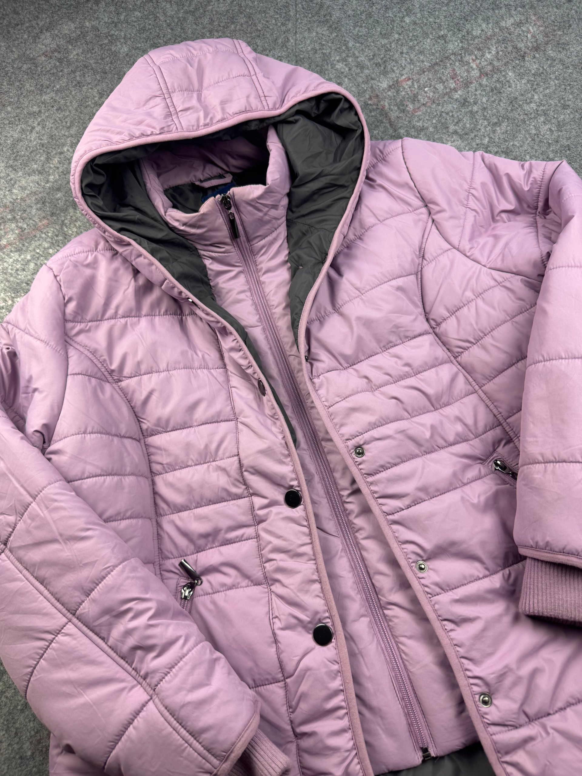 Cotton Traders Lilac Puffer Hooded Coat UK 20 Pink Quilted image 2