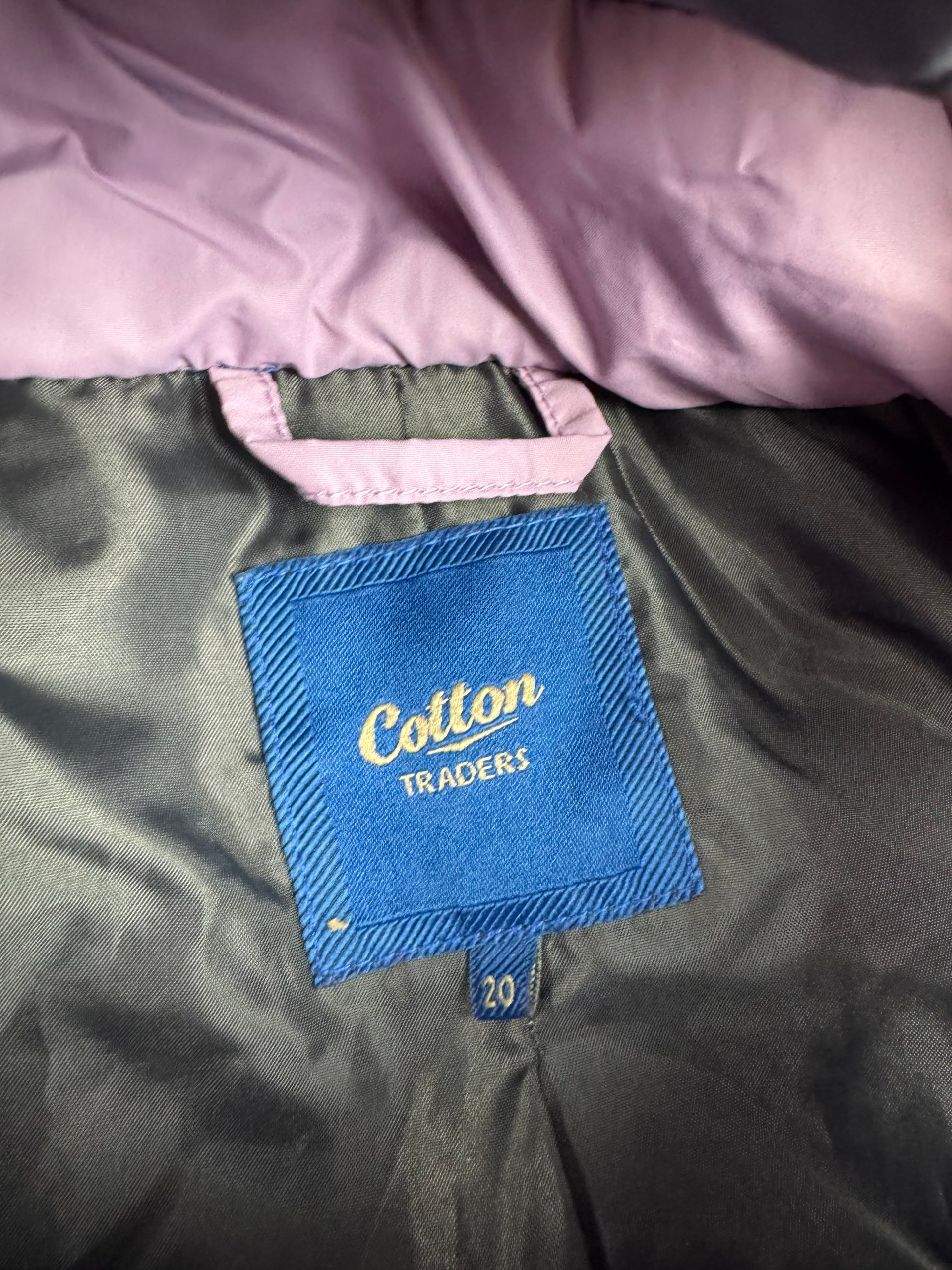 Cotton Traders Lilac Puffer Hooded Coat UK 20 Pink Quilted image 3