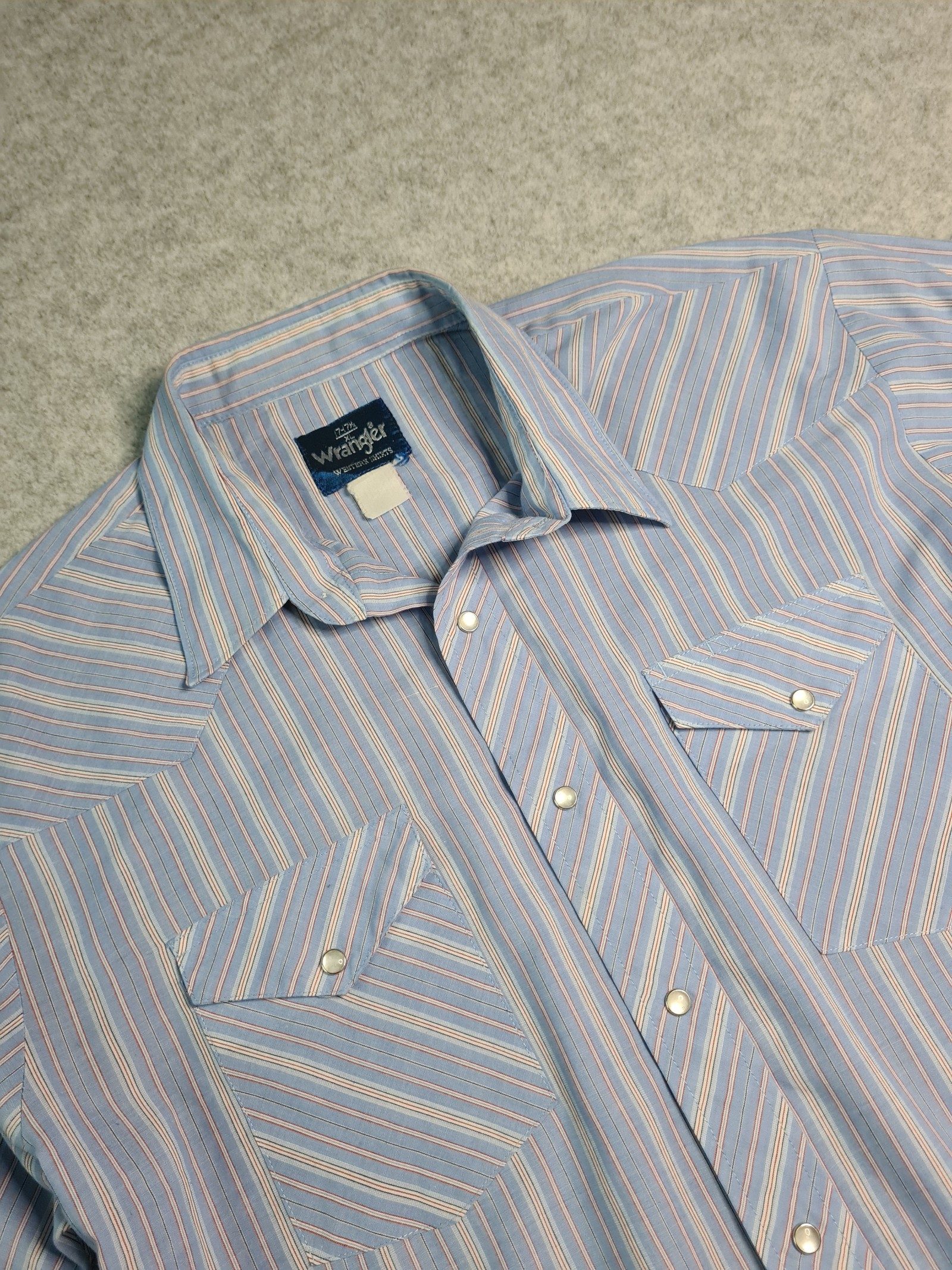 Wrangler Blue White Pink Stripe Western Shirt XL 1144 image 2