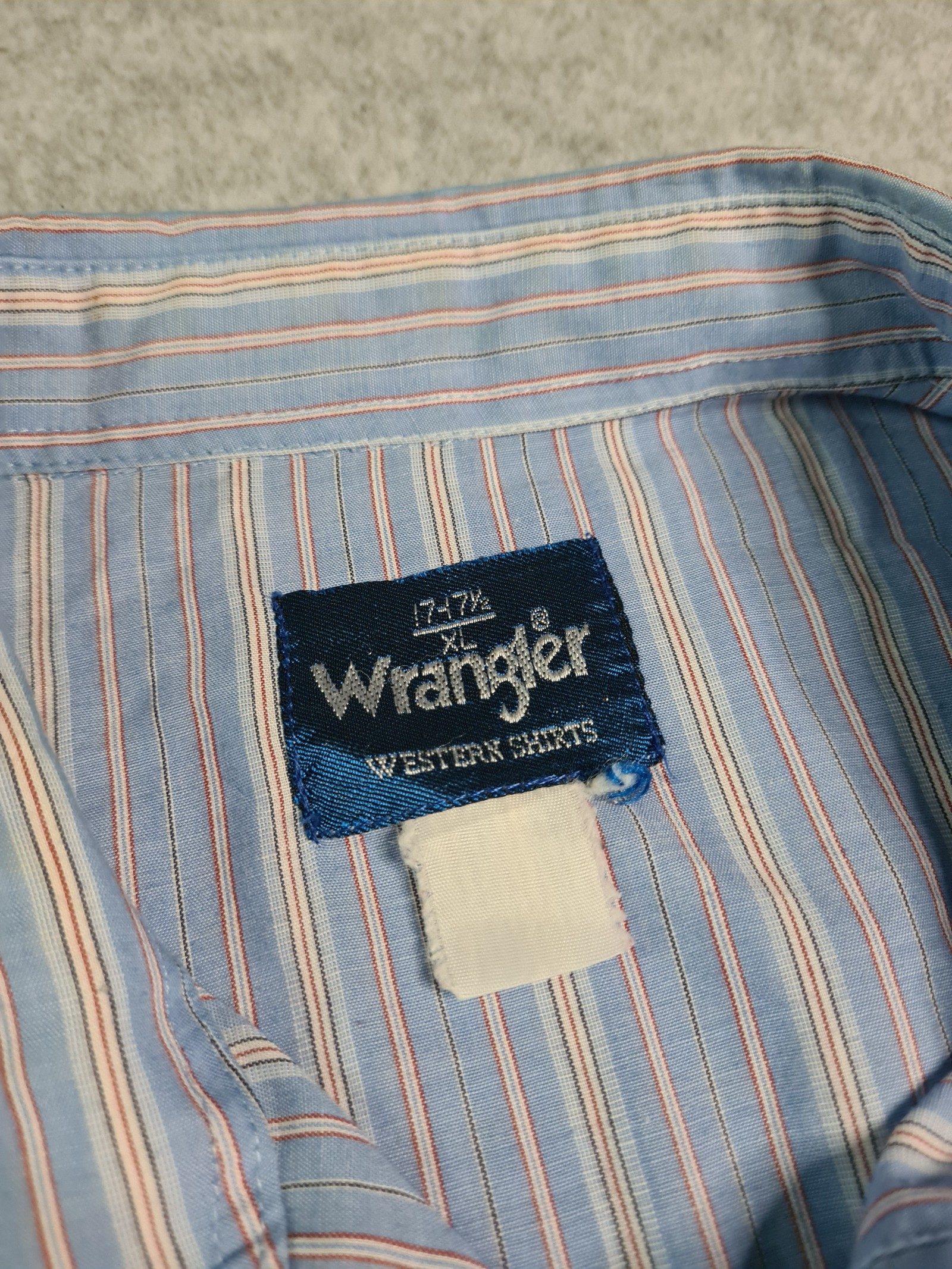 Wrangler Blue White Pink Stripe Western Shirt XL 1144 image 3