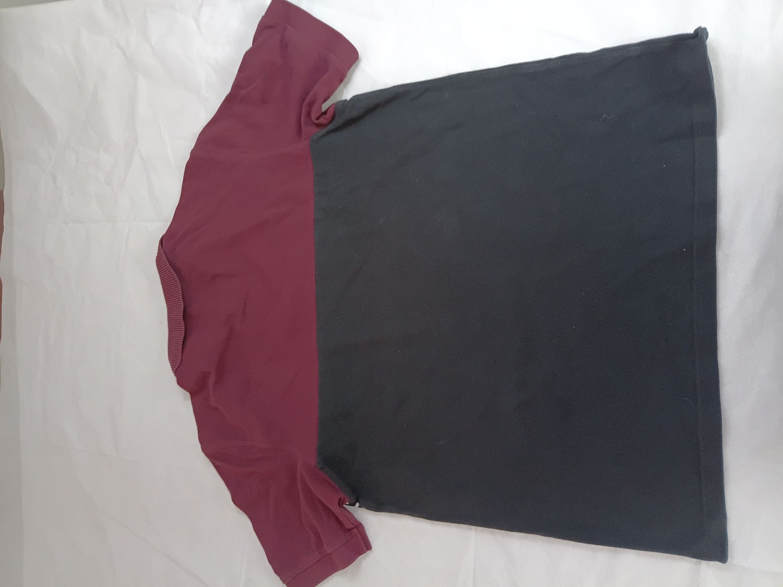 Fred Perry Men's Burgundy & Black Colourblock Polo Shirt Medium