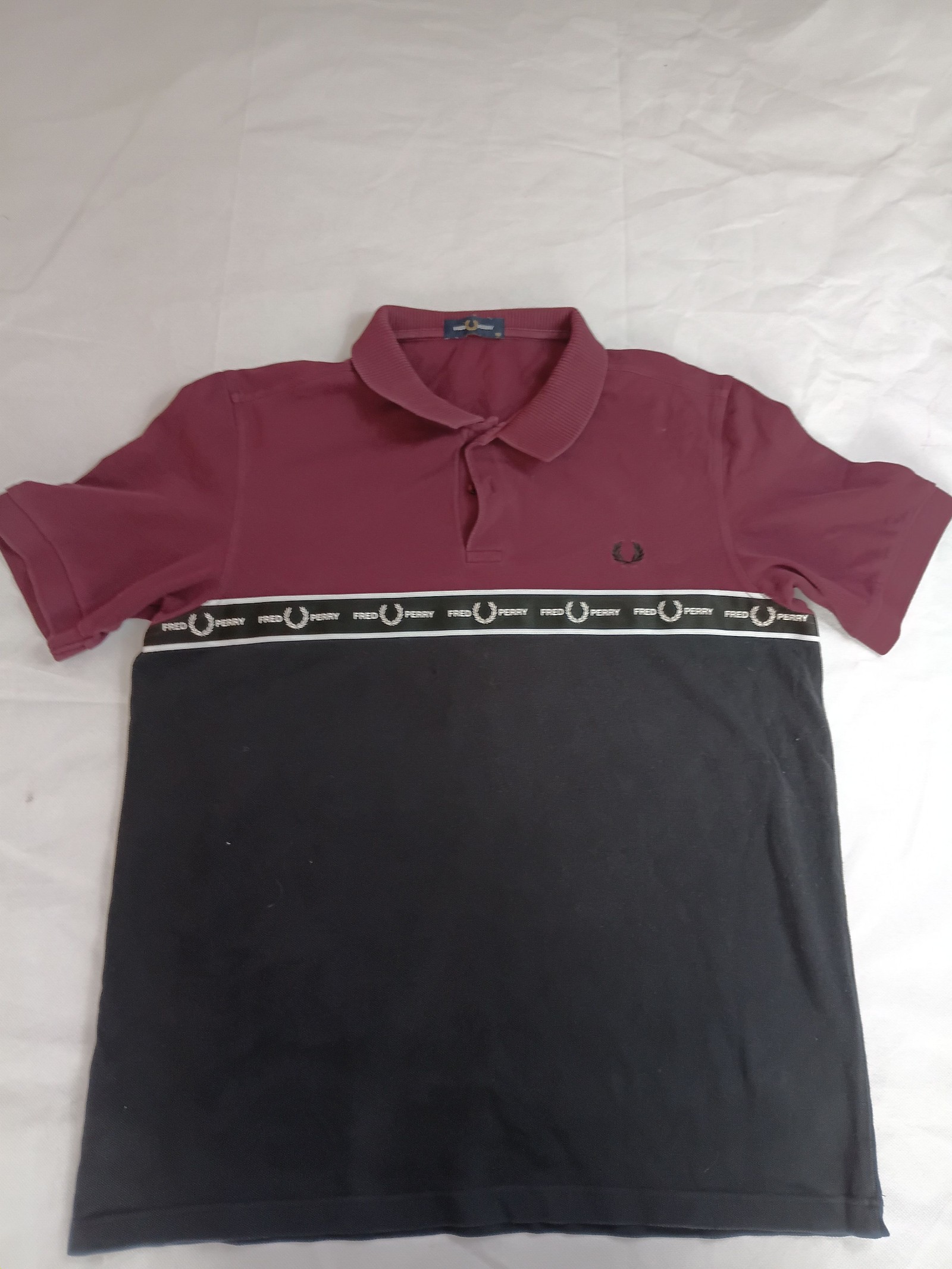 Fred Perry Men's Burgundy & Black Colourblock Polo Shirt Medium image 4