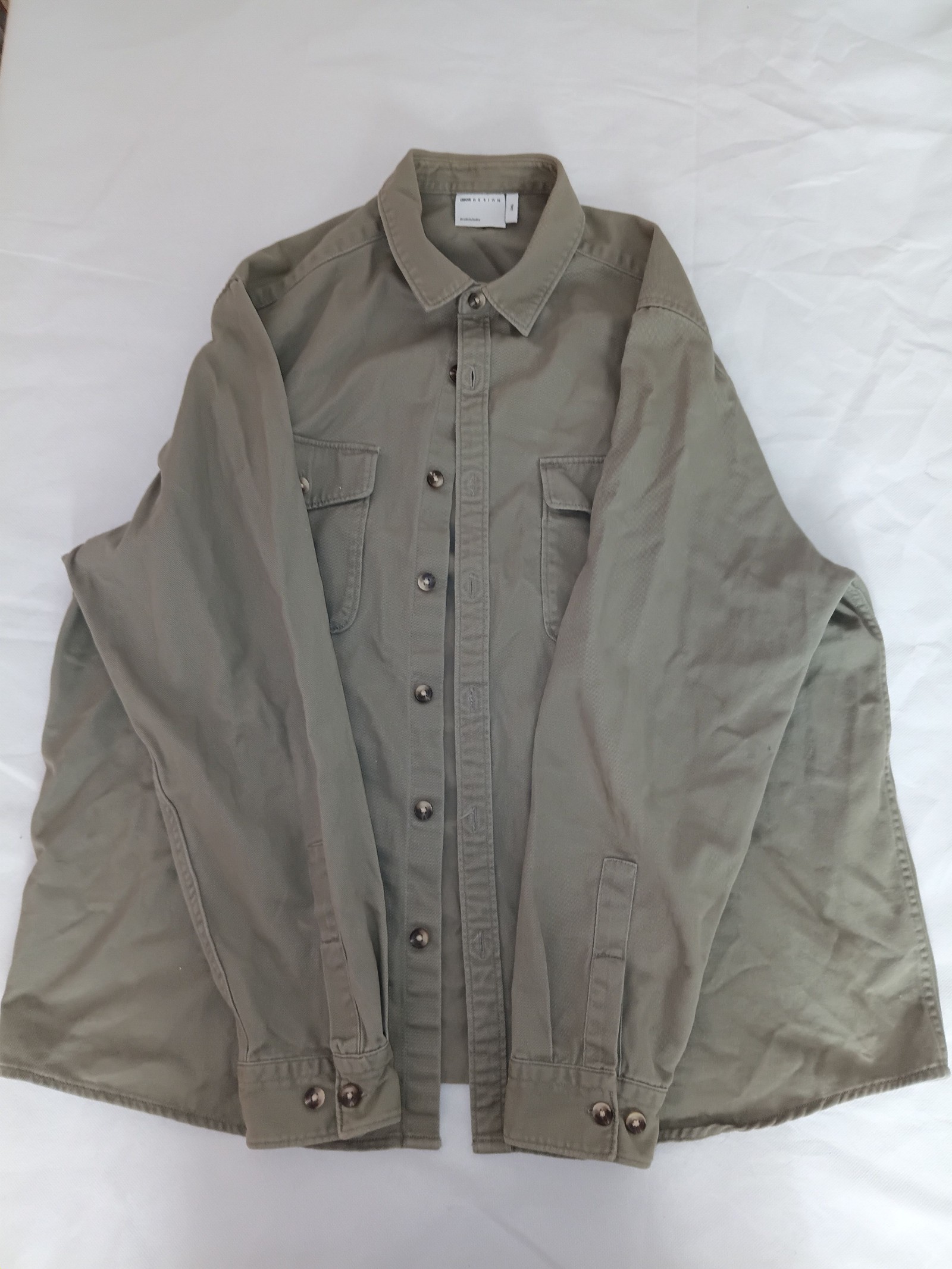 ASOS Design Grey Cotton Overshirt 2XL image 5