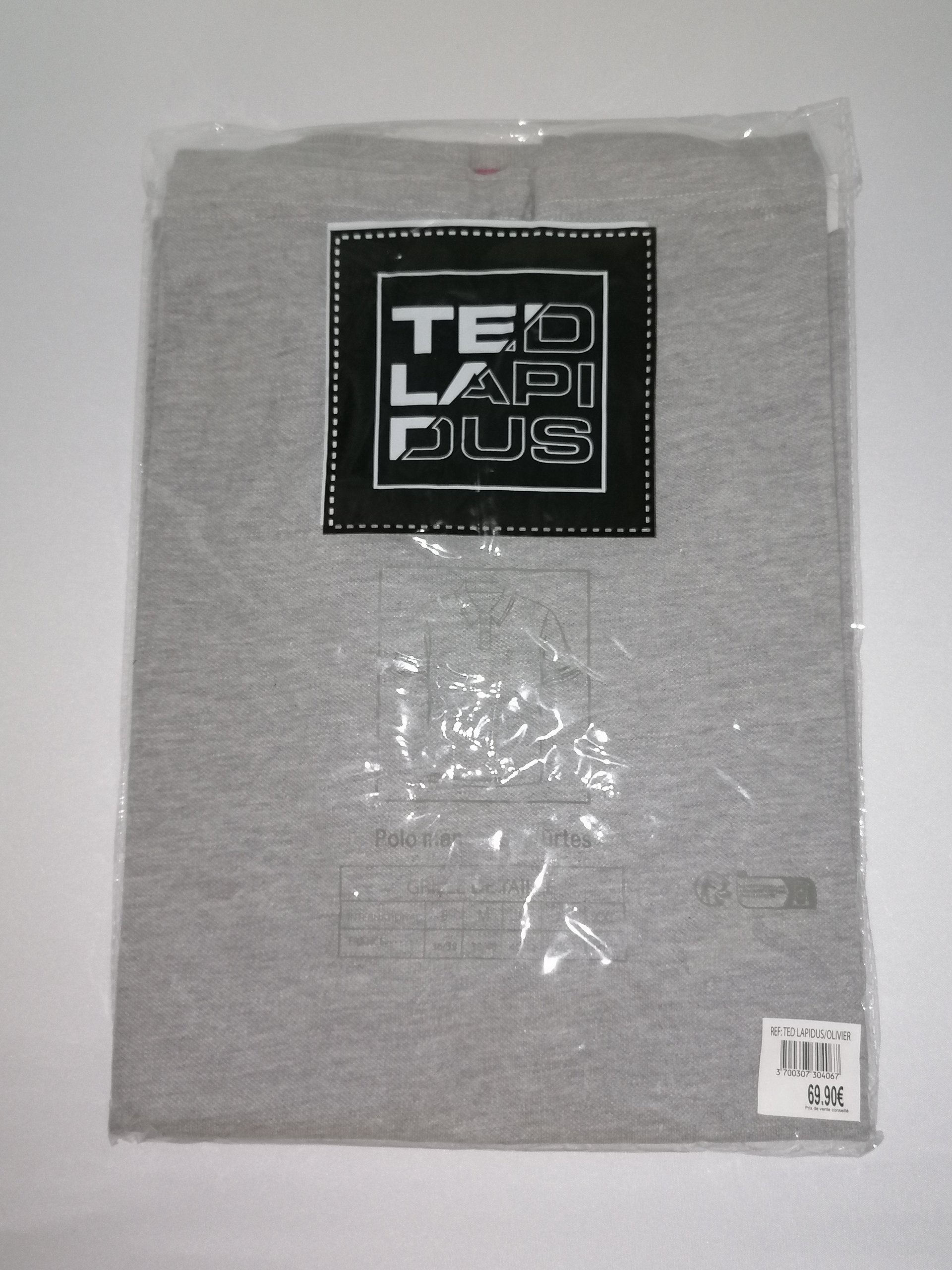 Ted Lapidus Herren Poloshirt L Grau Rot & Marine Streifen Kragen image 3