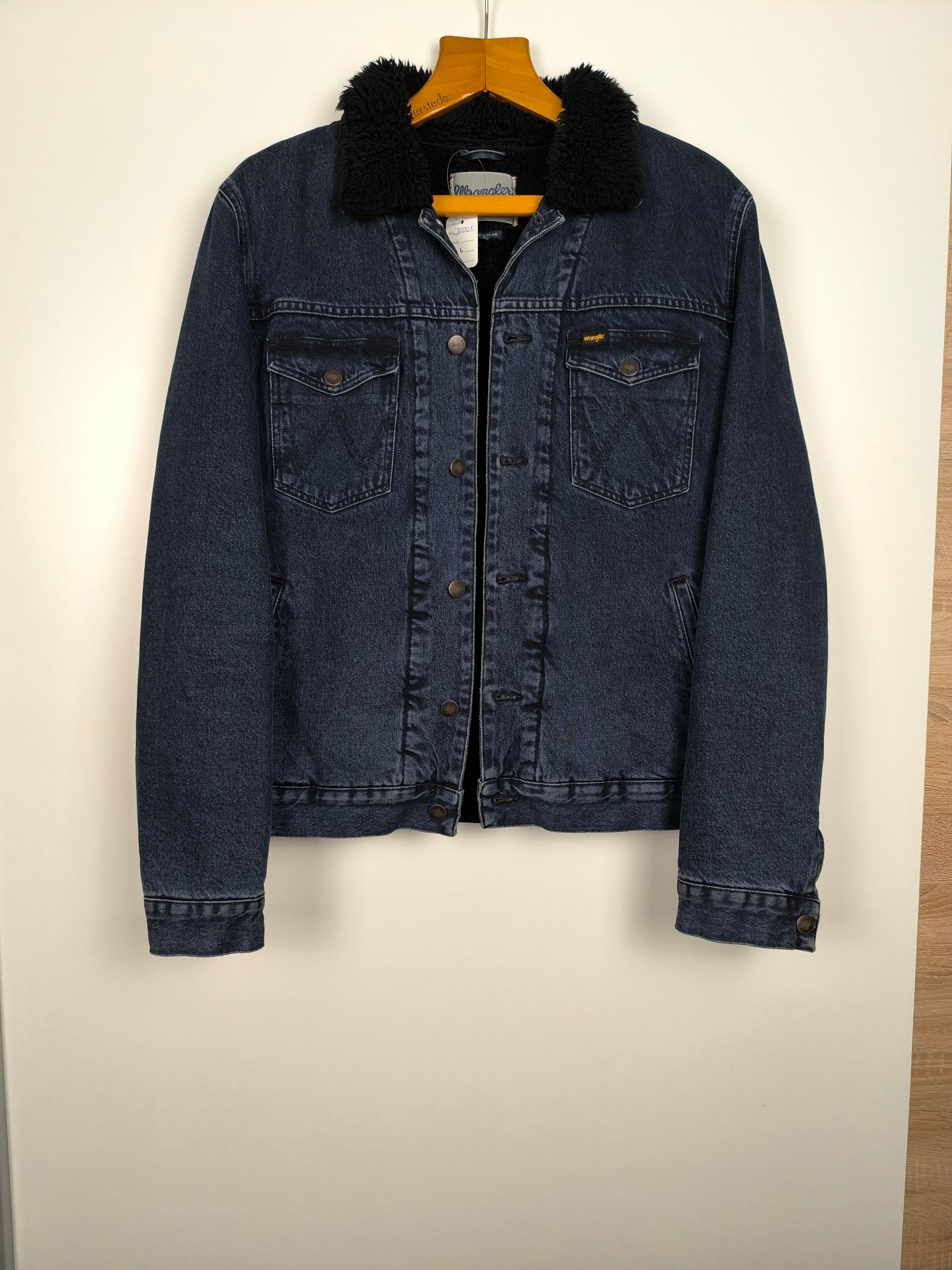 Wrangler Sherpa Jeansjacke L Schwarz Futter Secondhand image 2