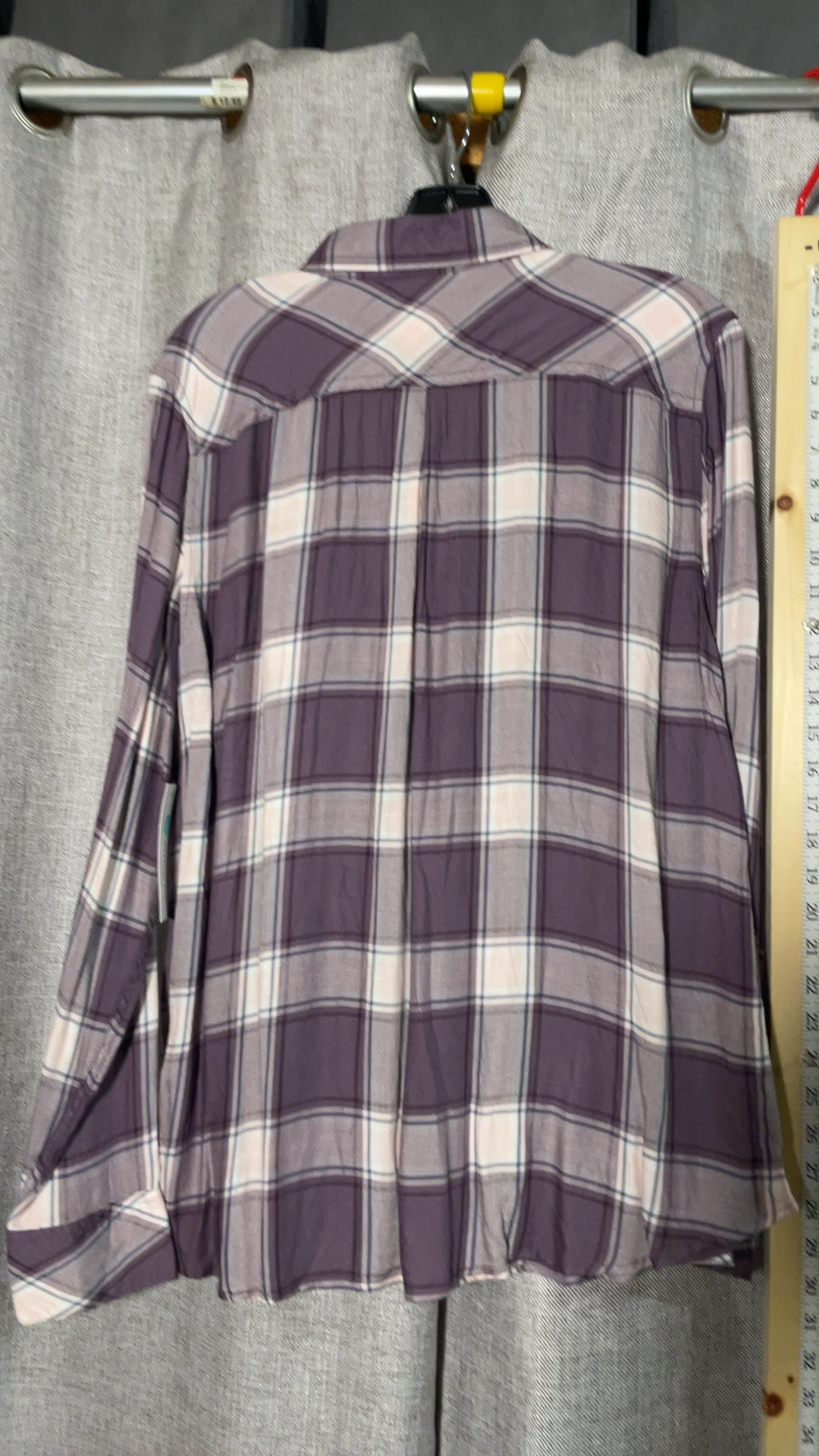 Cosmic Blue Love Hayley Relaxed Plaid Button Down Top XL NWT image 2