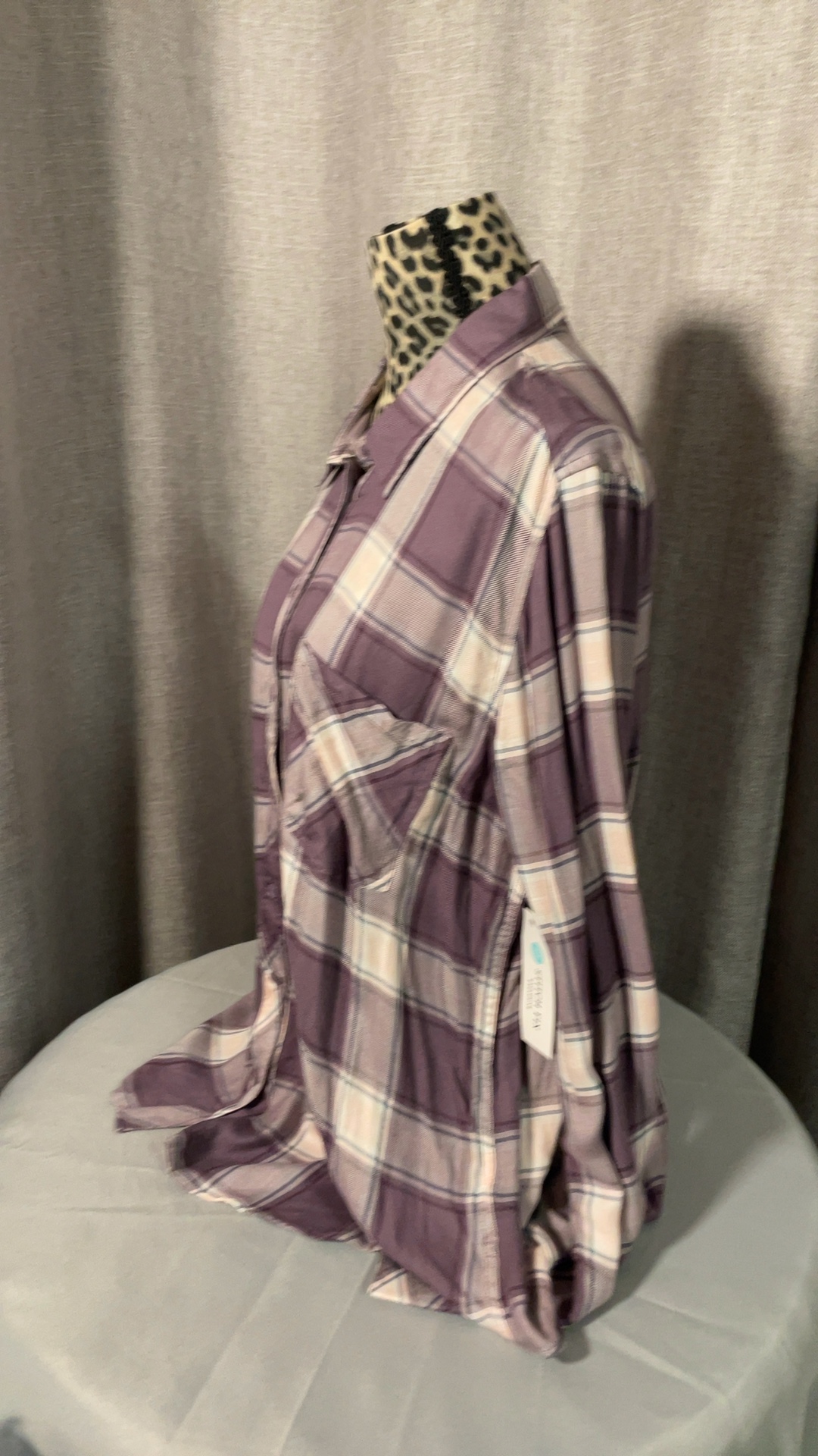 Cosmic Blue Love Hayley Relaxed Plaid Button Down Top XL NWT image 7