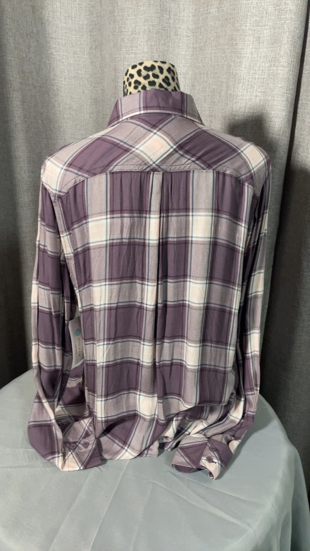 Cosmic Blue Love Hayley Relaxed Plaid Button Down Top XL NWT image 8