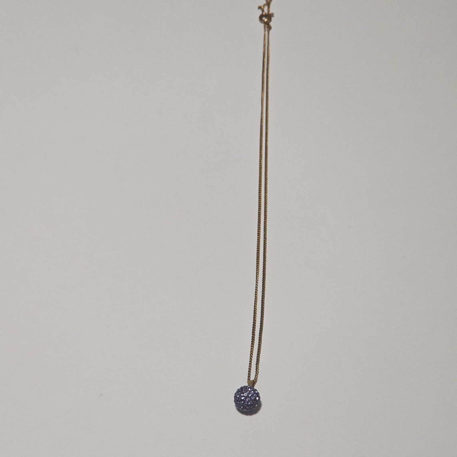 Gold Tone Necklace with 9ct Purple Crystal Pendant .b7