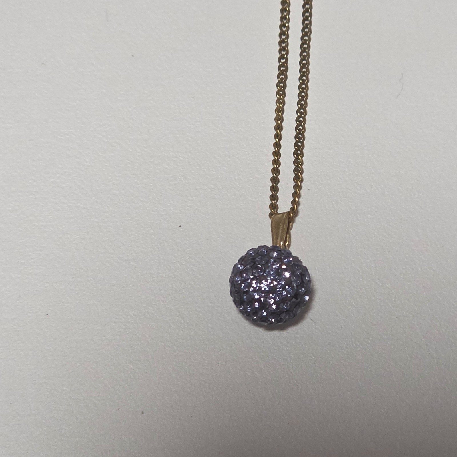 Gold Tone Necklace with 9ct Purple Crystal Pendant .b7 image 3