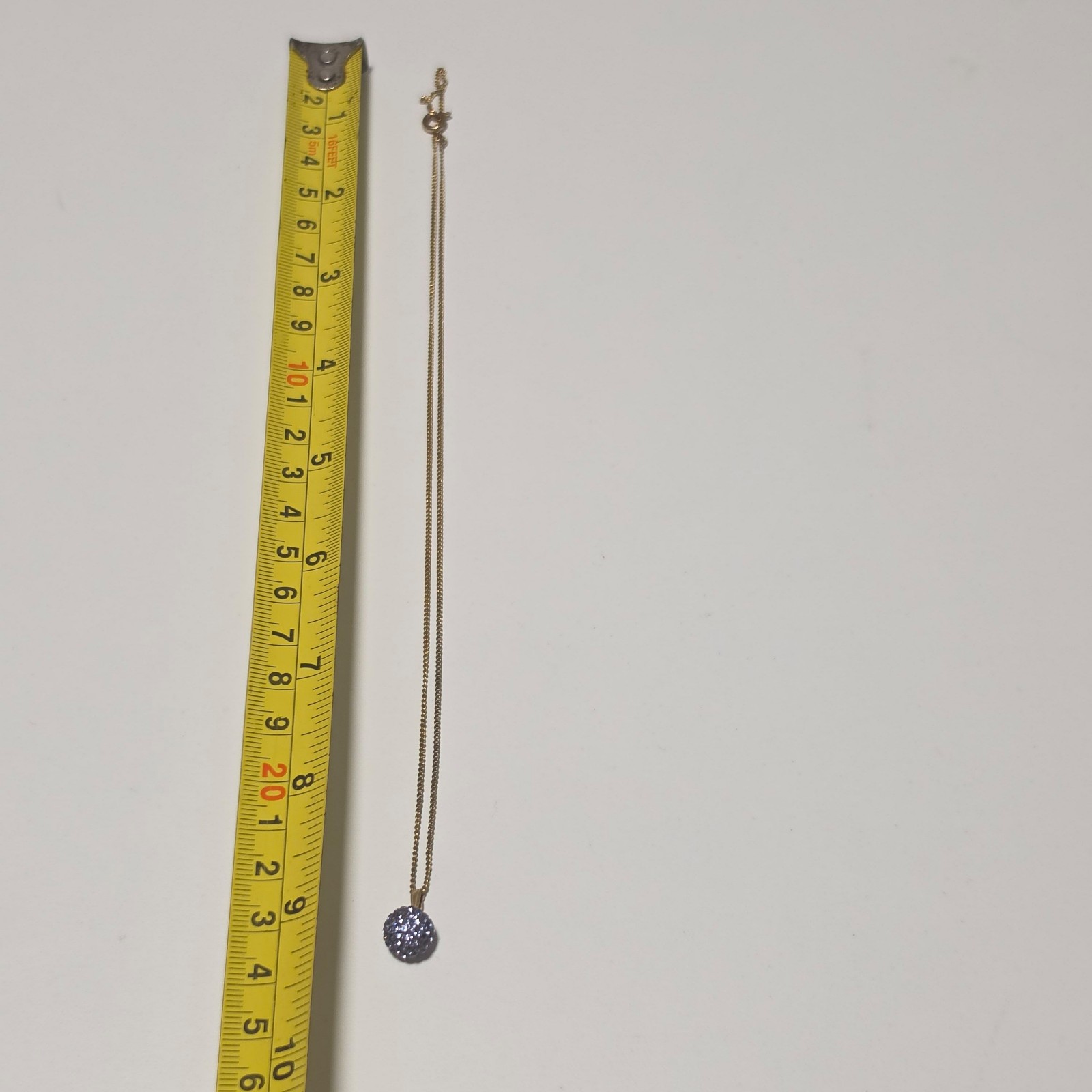 Gold Tone Necklace with 9ct Purple Crystal Pendant .b7 image 4