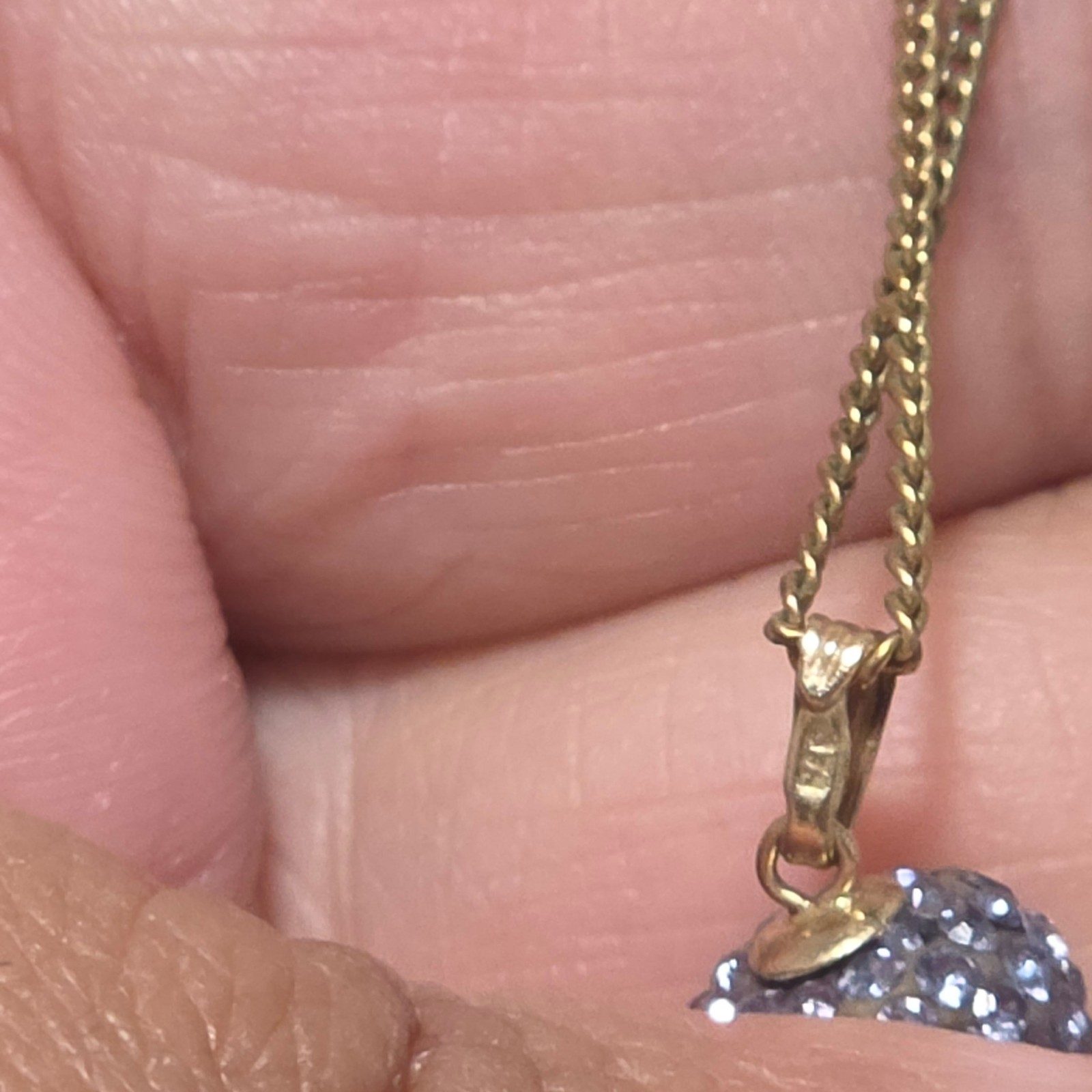 Gold Tone Necklace with 9ct Purple Crystal Pendant .b7 image 6