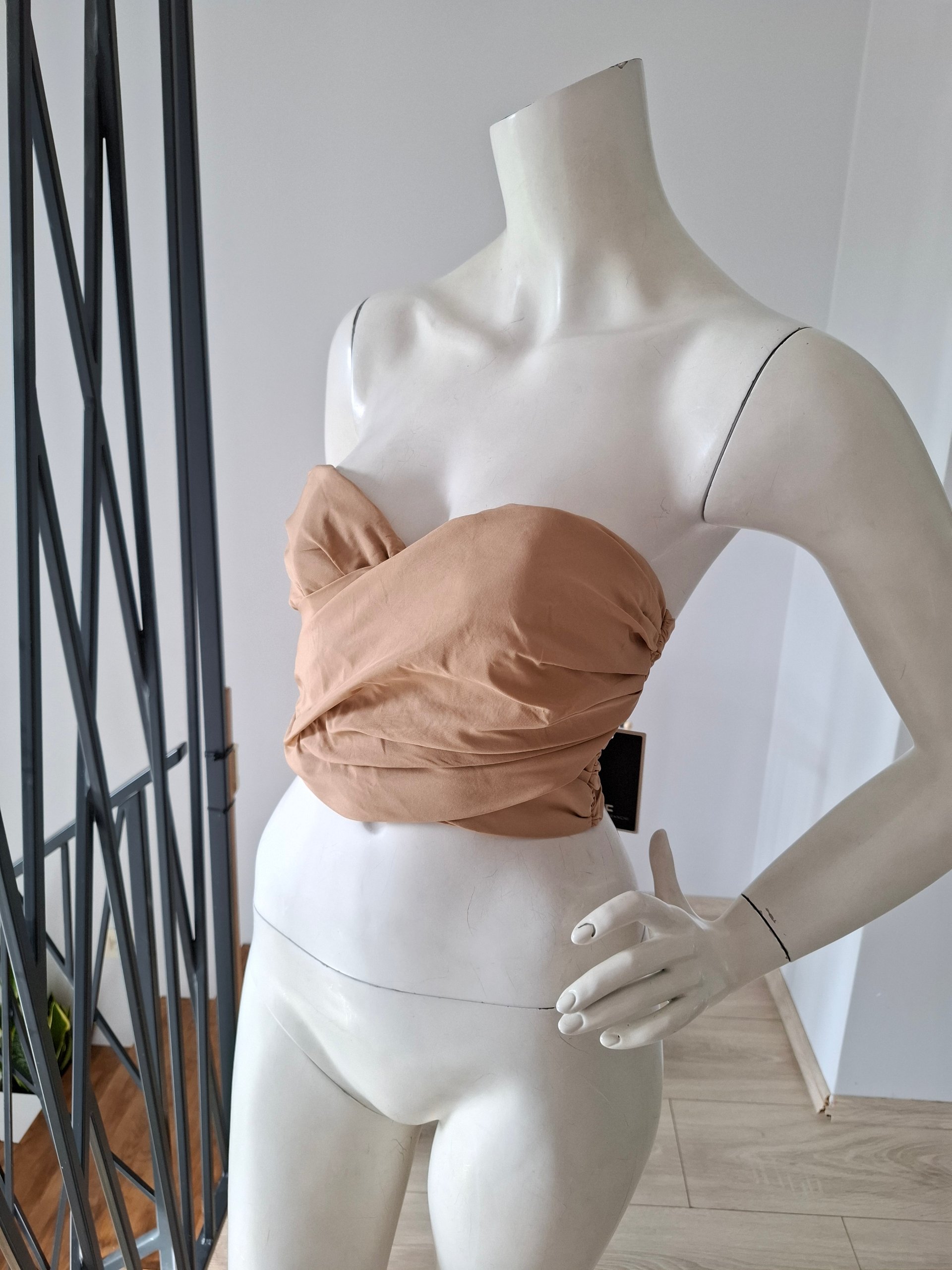 New Elisabetta Franchi Draped Strapless Crop Top Beige / Nude Size IT 40 / S image 4