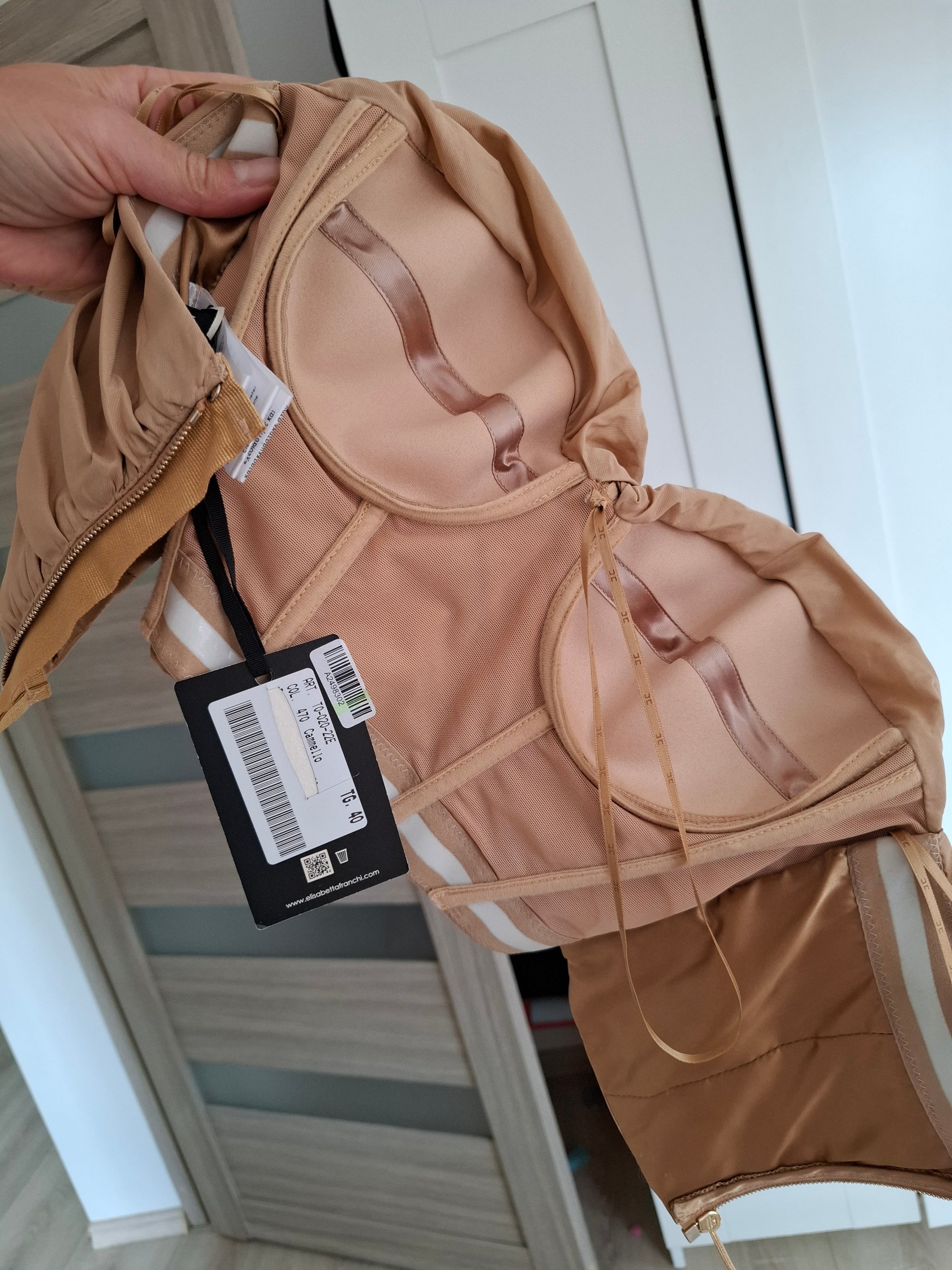 New Elisabetta Franchi Draped Strapless Crop Top Beige / Nude Size IT 40 / S image 9
