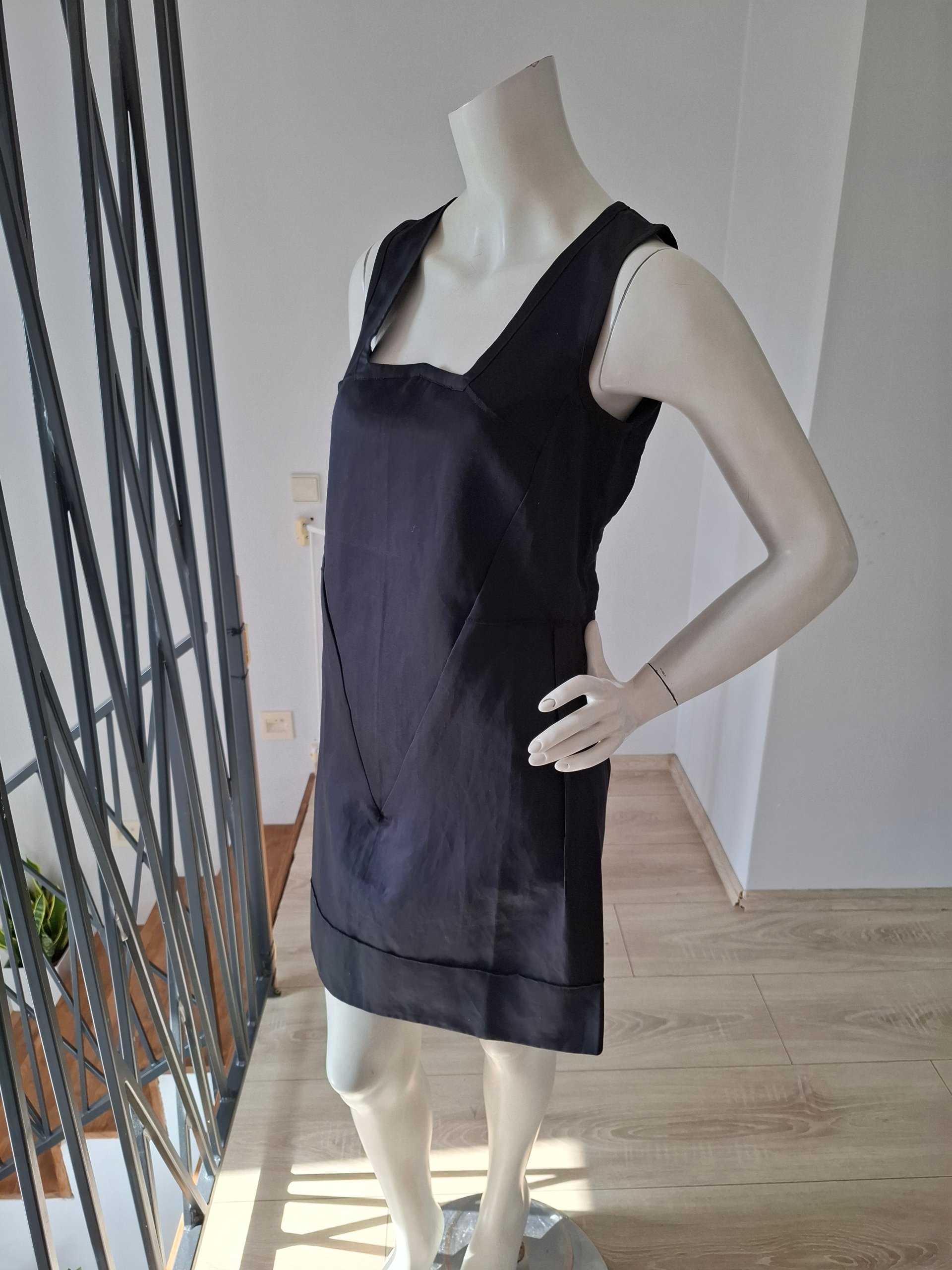 New Marithé + François Girbaud Mini Pinafore Dress Dark Grey / Black Size M image 7