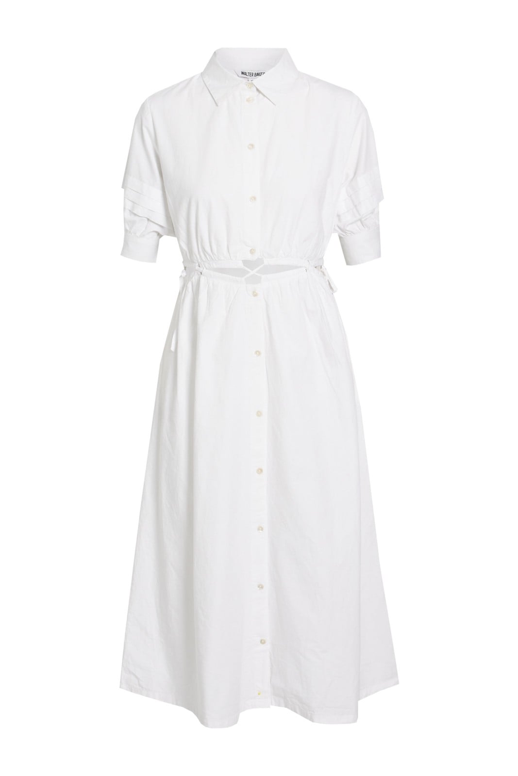 New Walter Baker Cut-Out Cotton Shirt Midi Dress White Size S