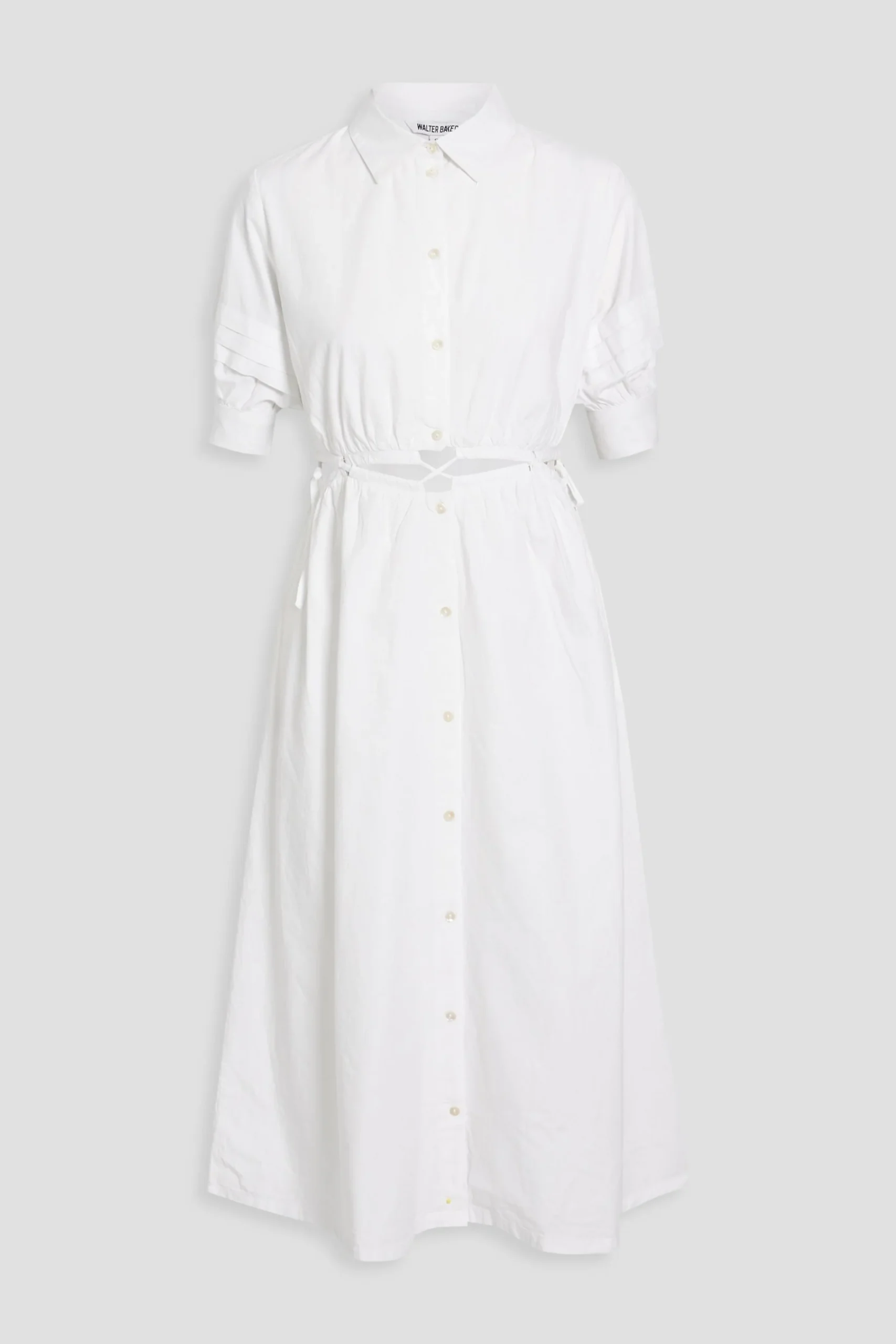 New Walter Baker Cut-Out Cotton Shirt Midi Dress White Size S image 2