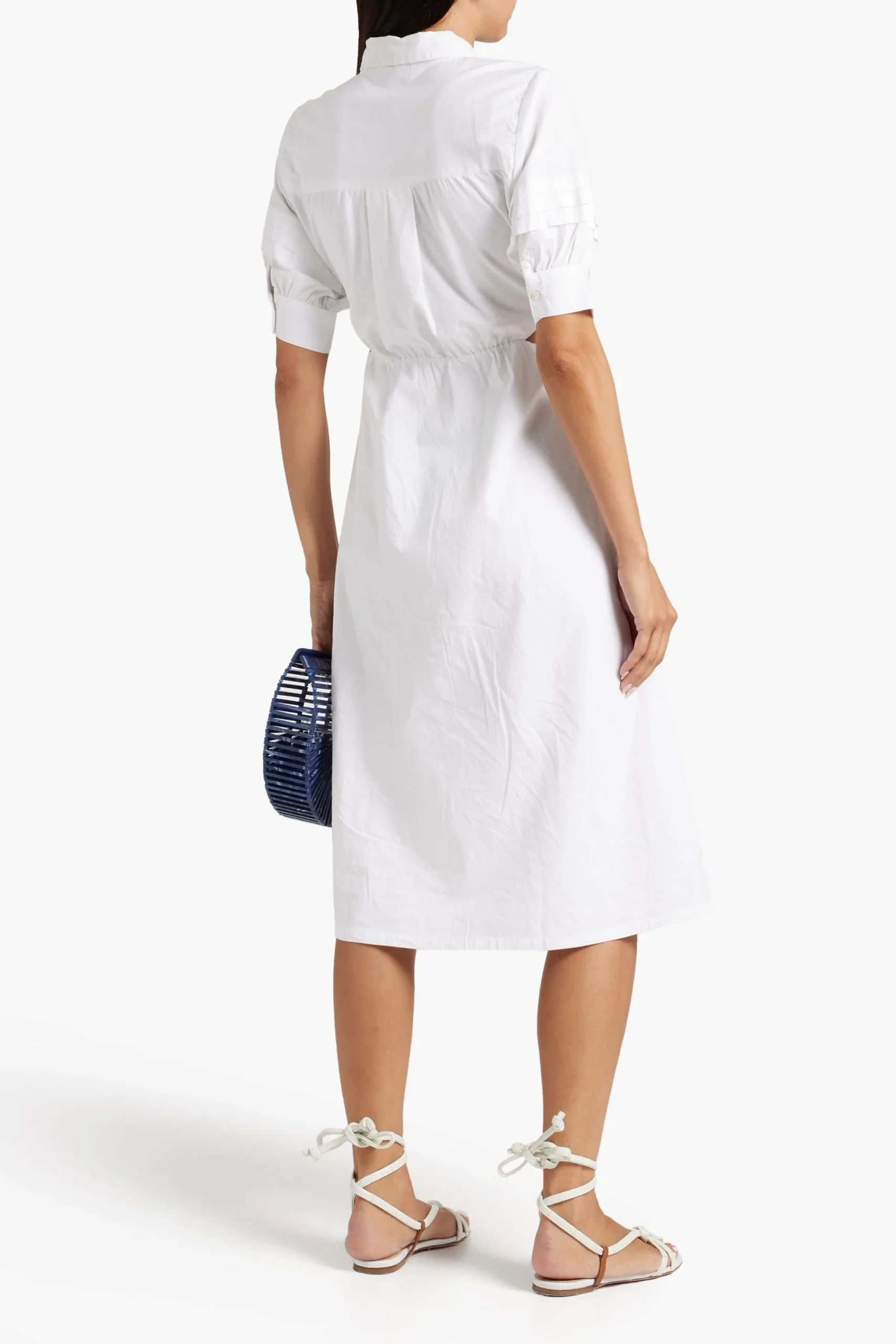 New Walter Baker Cut-Out Cotton Shirt Midi Dress White Size S image 4