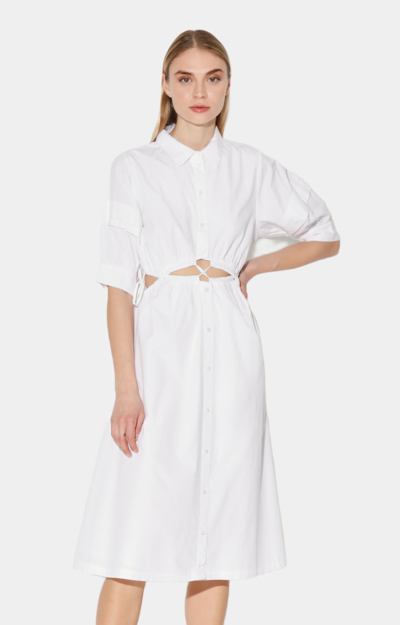 New Walter Baker Cut-Out Cotton Shirt Midi Dress White Size S image 5