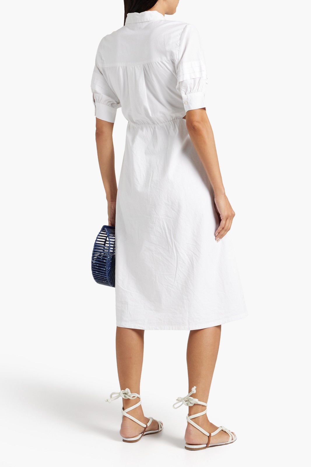 New Walter Baker Cut-Out Cotton Shirt Midi Dress White Size S image 6