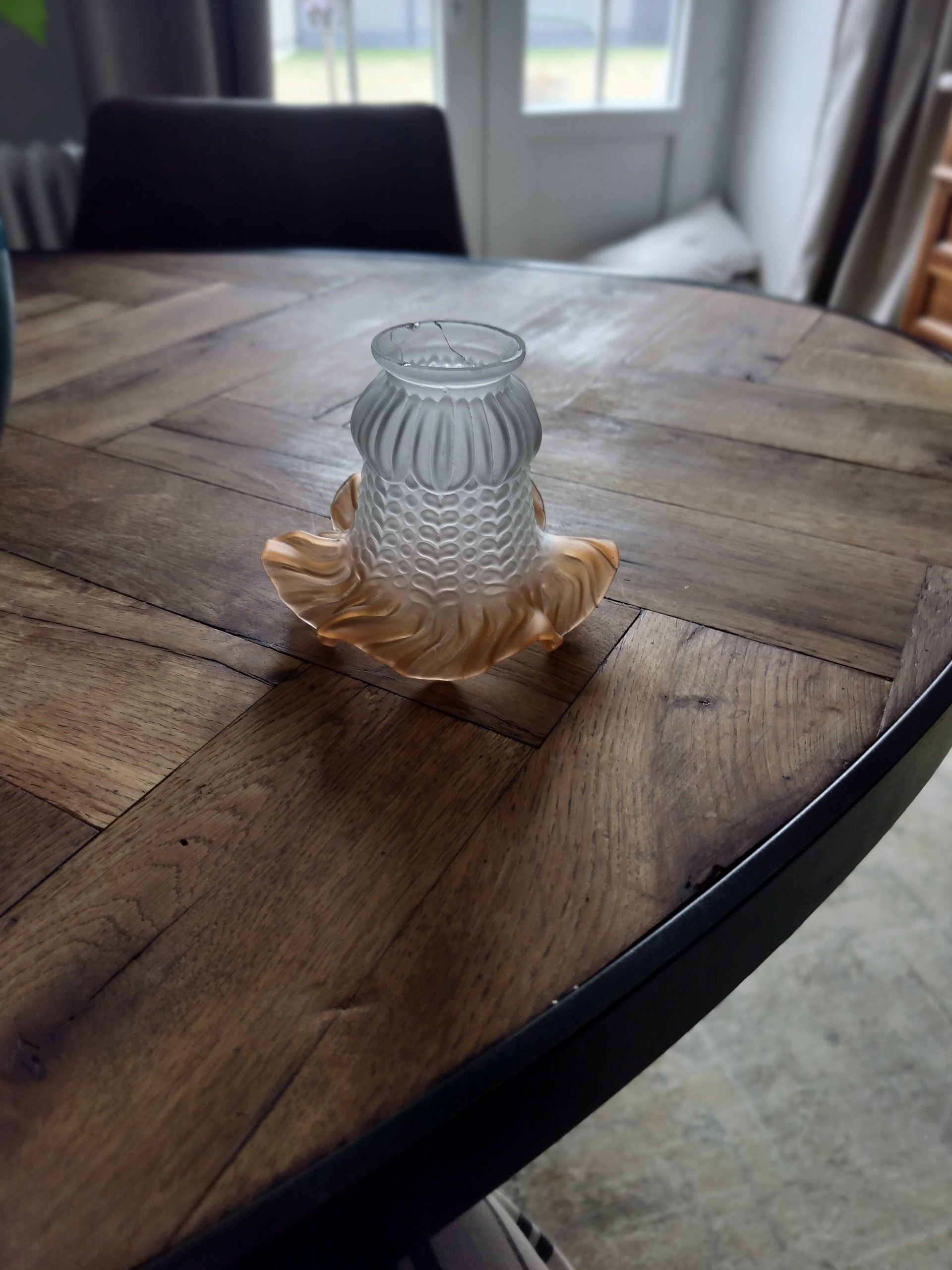 Vintage Frosted & Amber Glass Lamp Shade image 6