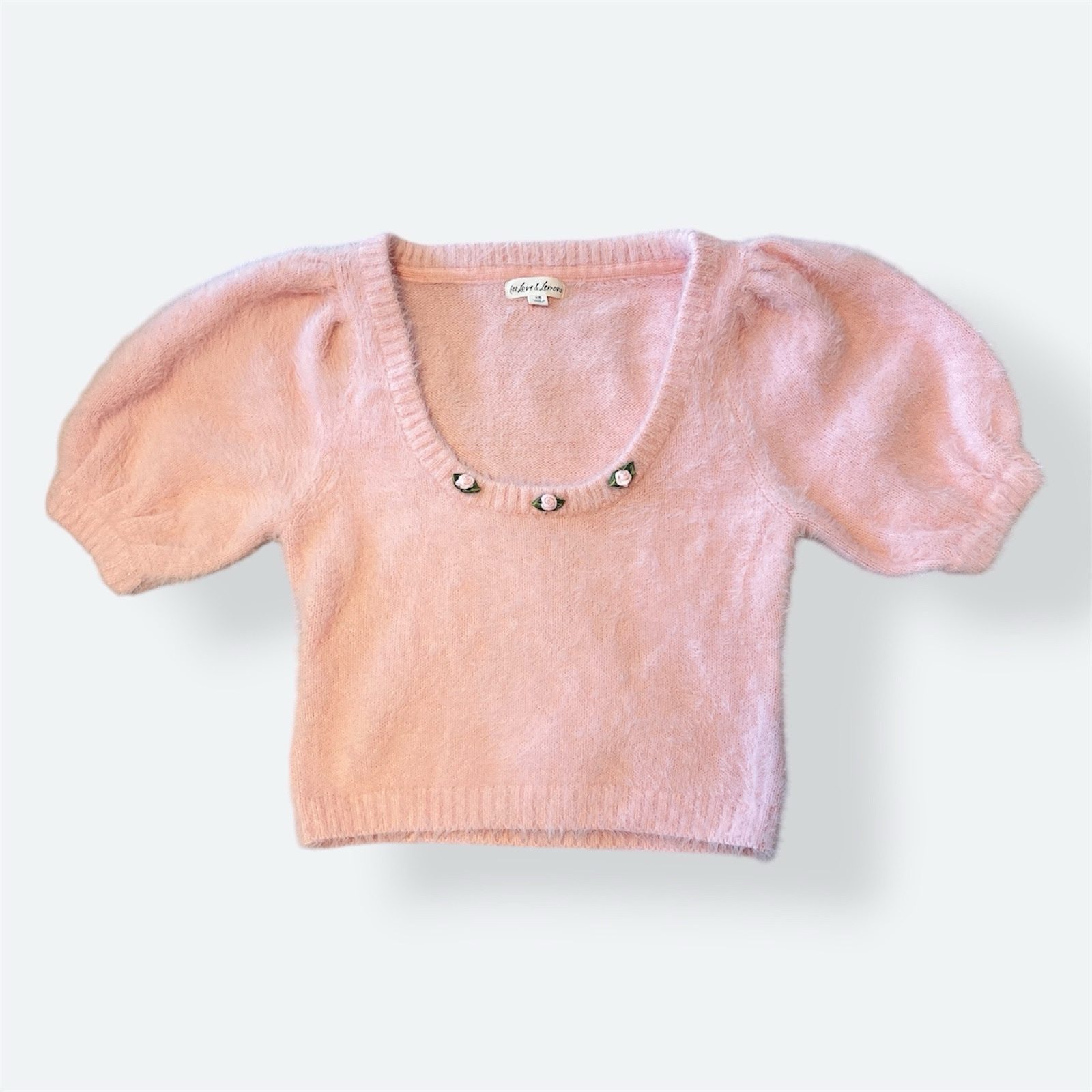 For Love & Lemons Anastasia Knit Sweater Top AU 6 / US 2 / XS Pink Y2K Whimsy