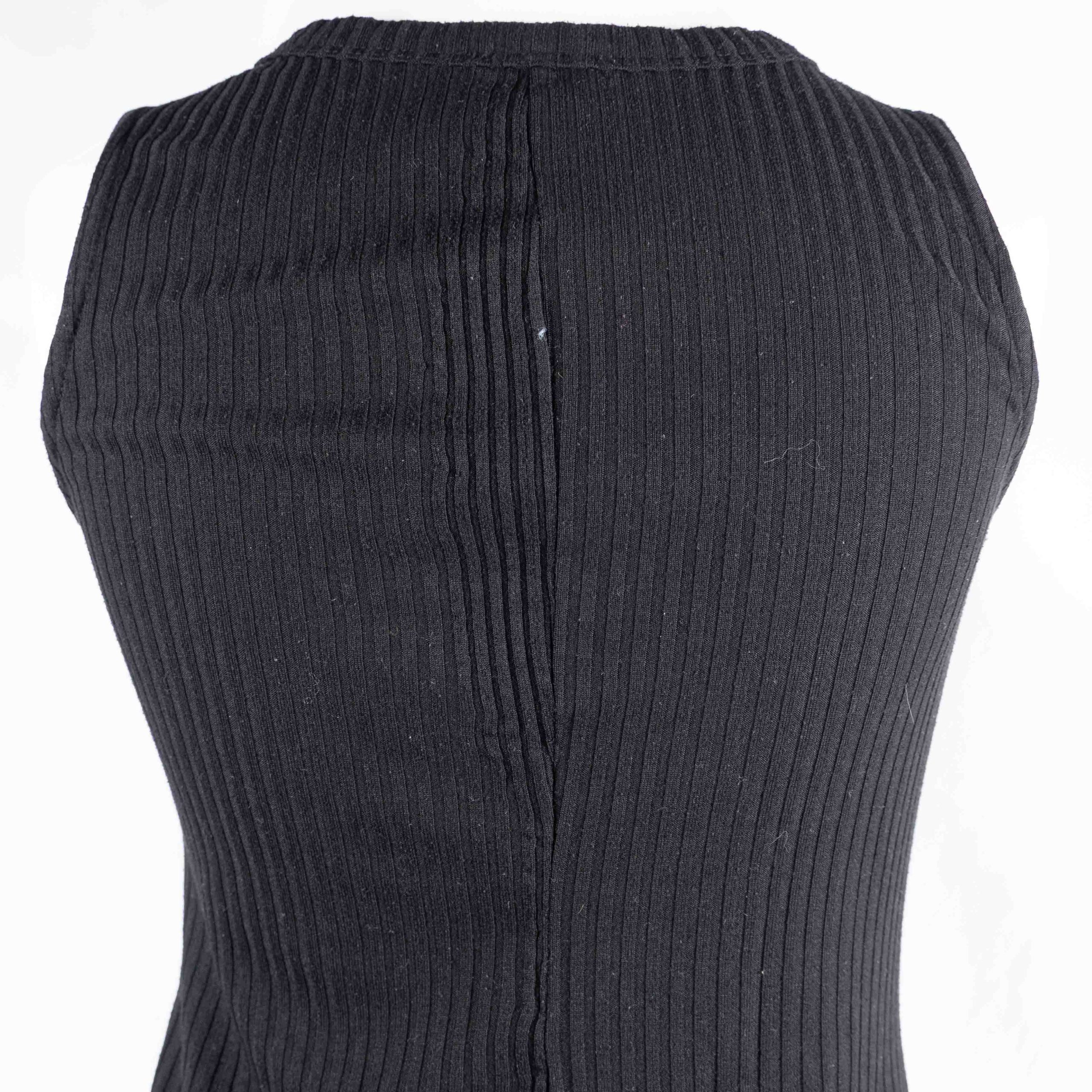 Papaya 12 Black Sleeveless Dress With Ribbed Button Detail Pre-Owned image 4