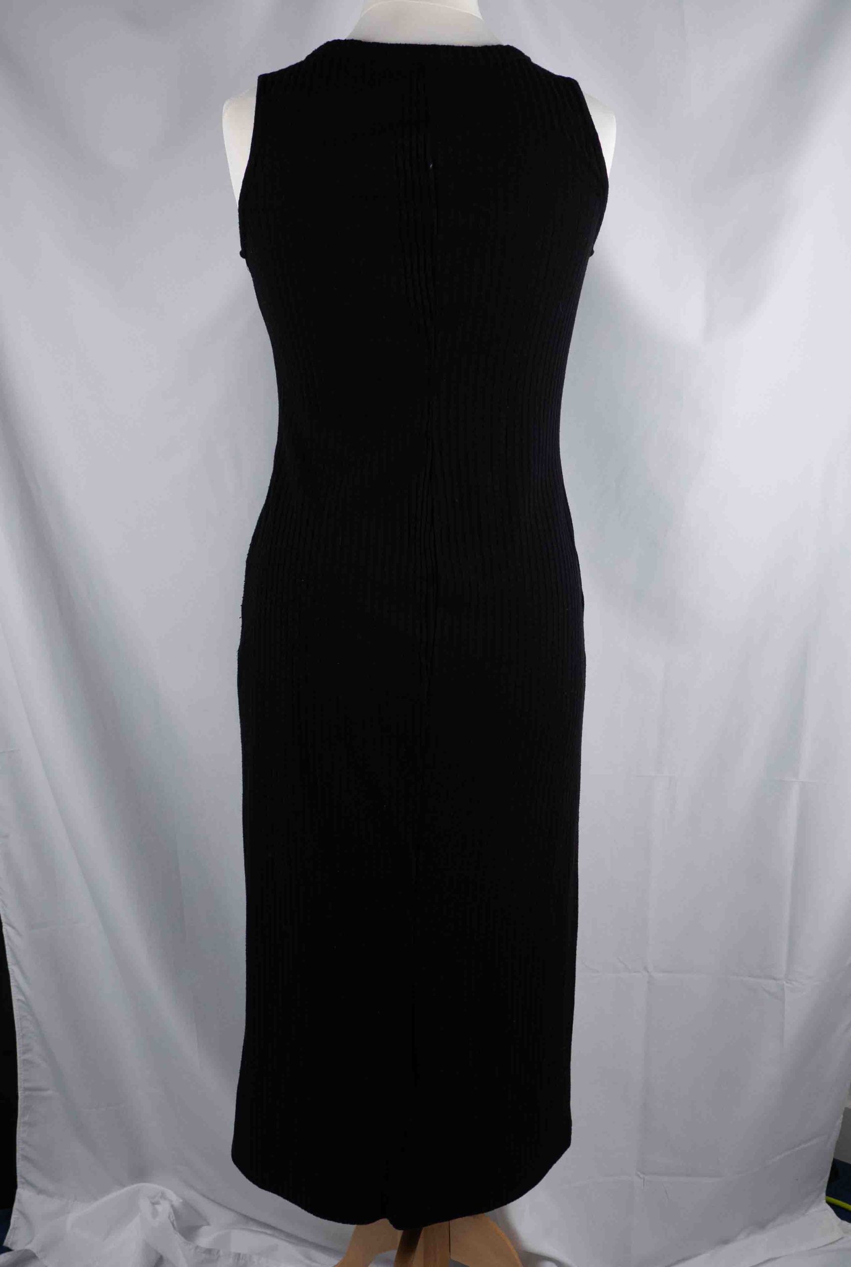 Papaya 12 Black Sleeveless Dress With Ribbed Button Detail Pre-Owned image 5