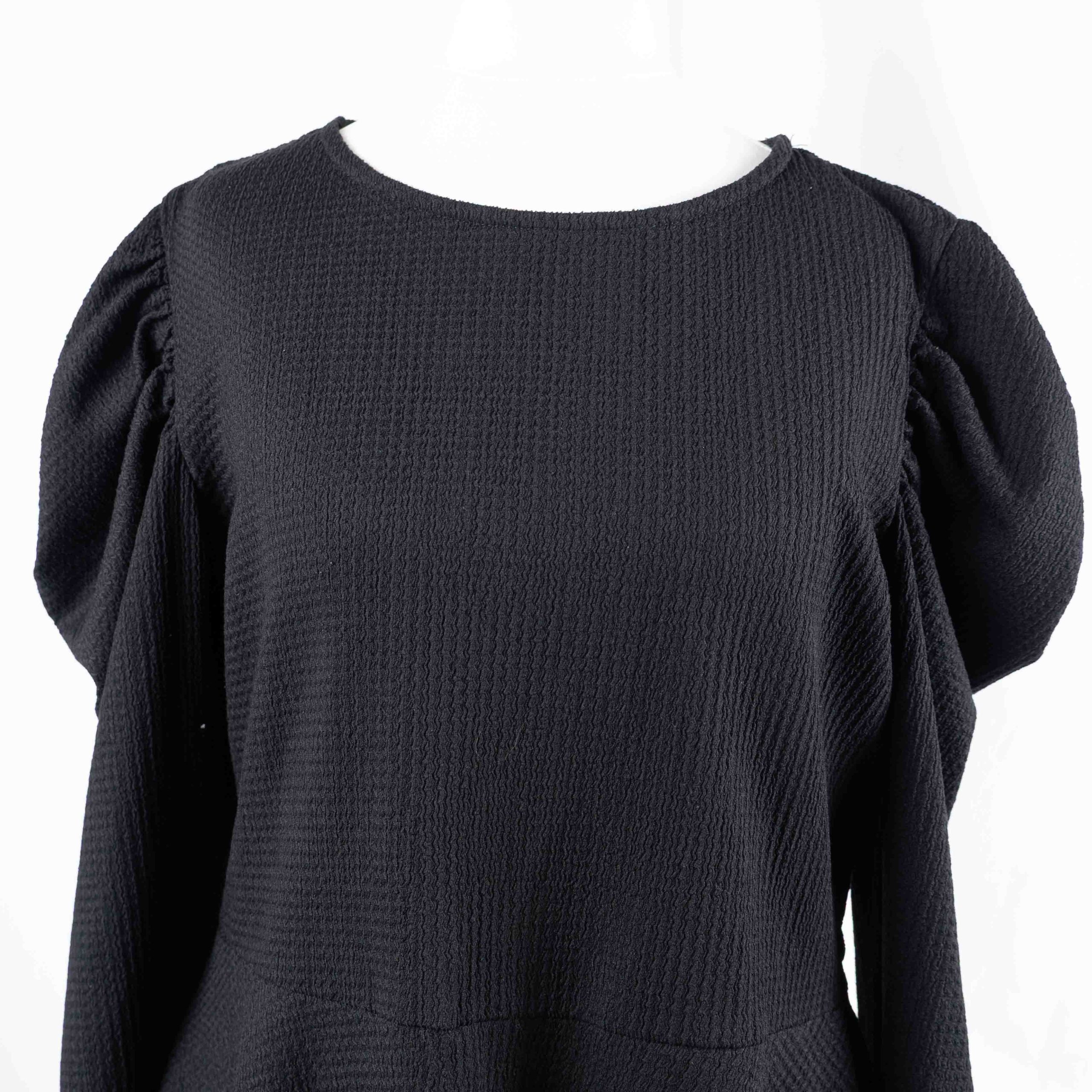 Dorothy Perkins 14 Black Peplum Puff Sleeve Top Pre-Owned image 2