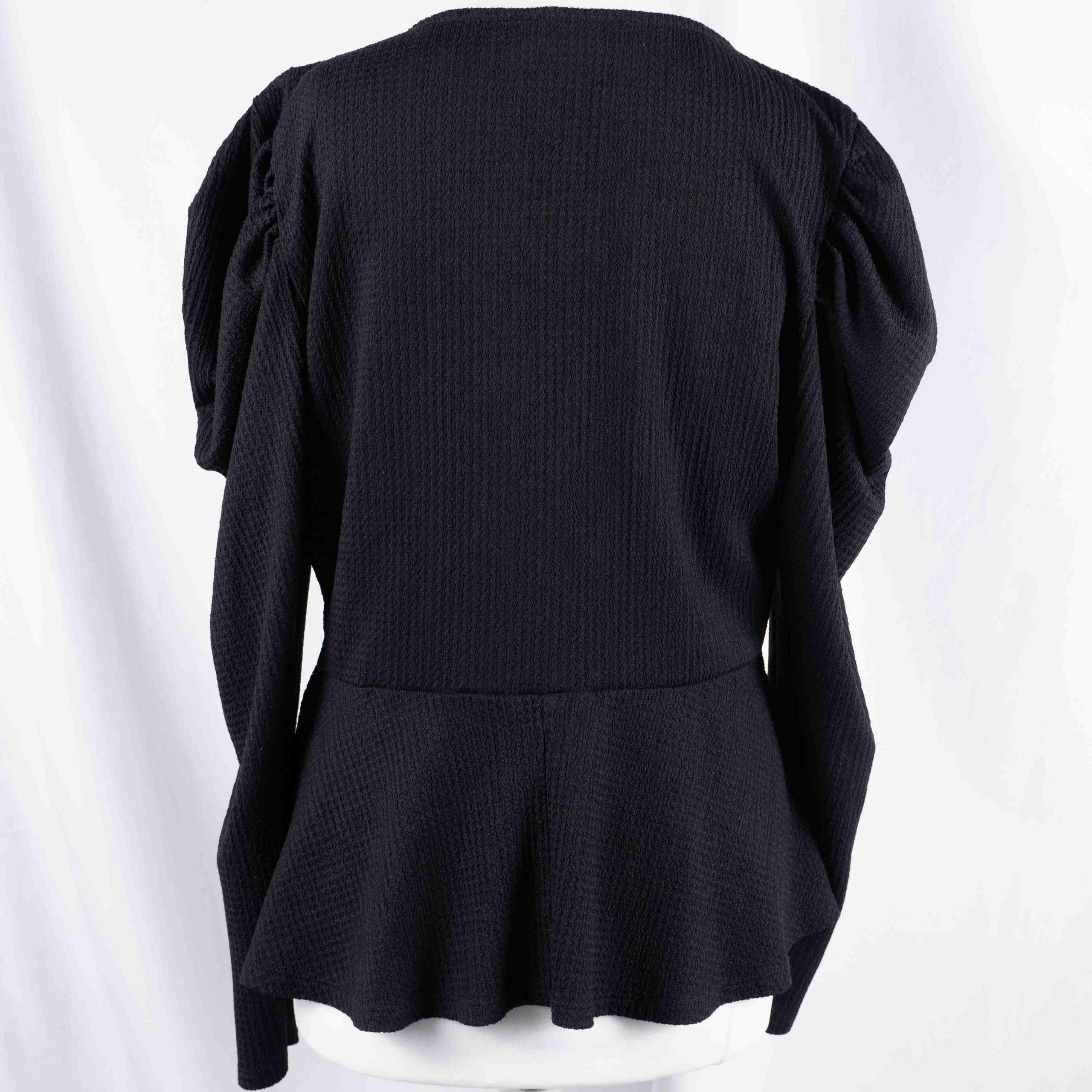 Dorothy Perkins 14 Black Peplum Puff Sleeve Top Pre-Owned image 4