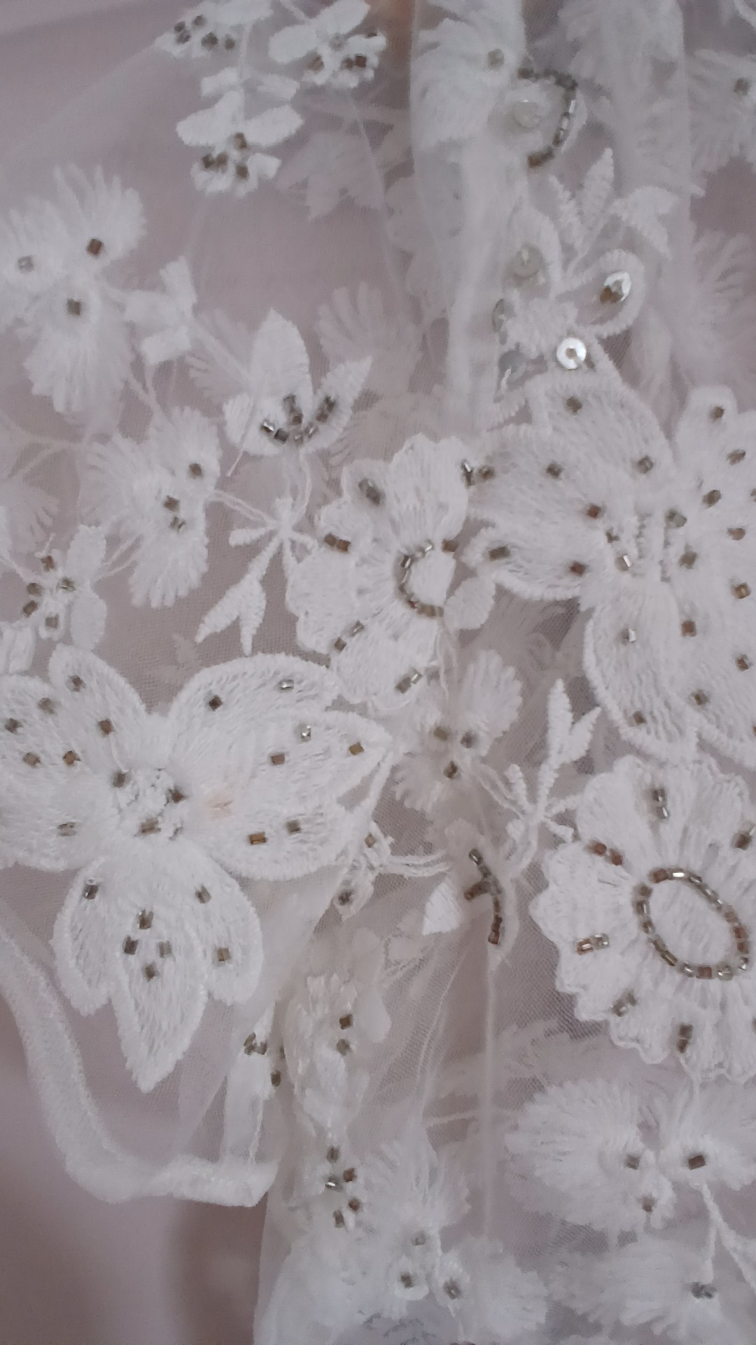 French Connection White Embroidered Embellished Lace Crop Top UK 12 image 6