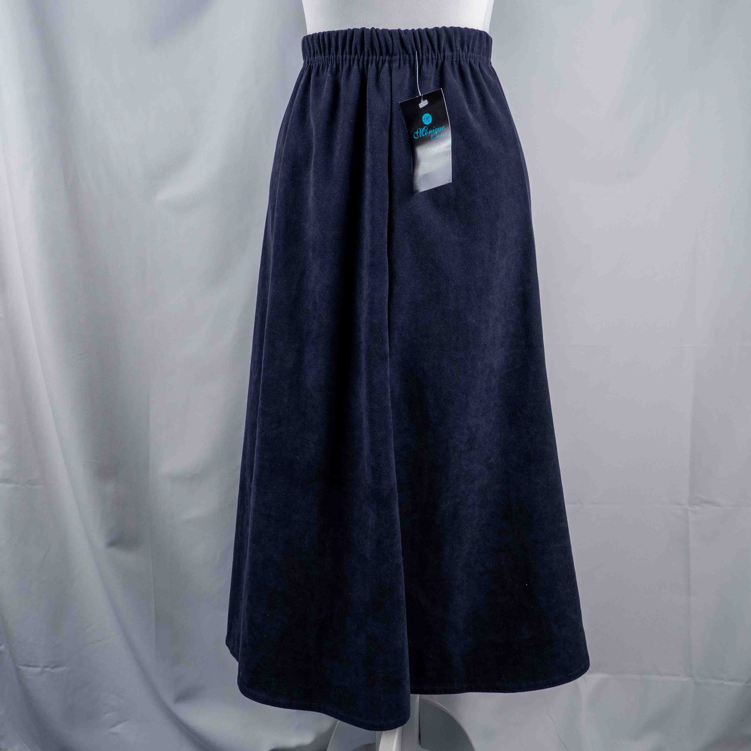 Monique Small/Medium Navy Velvet Skirt Elastic Waist NWT RRP £20.00