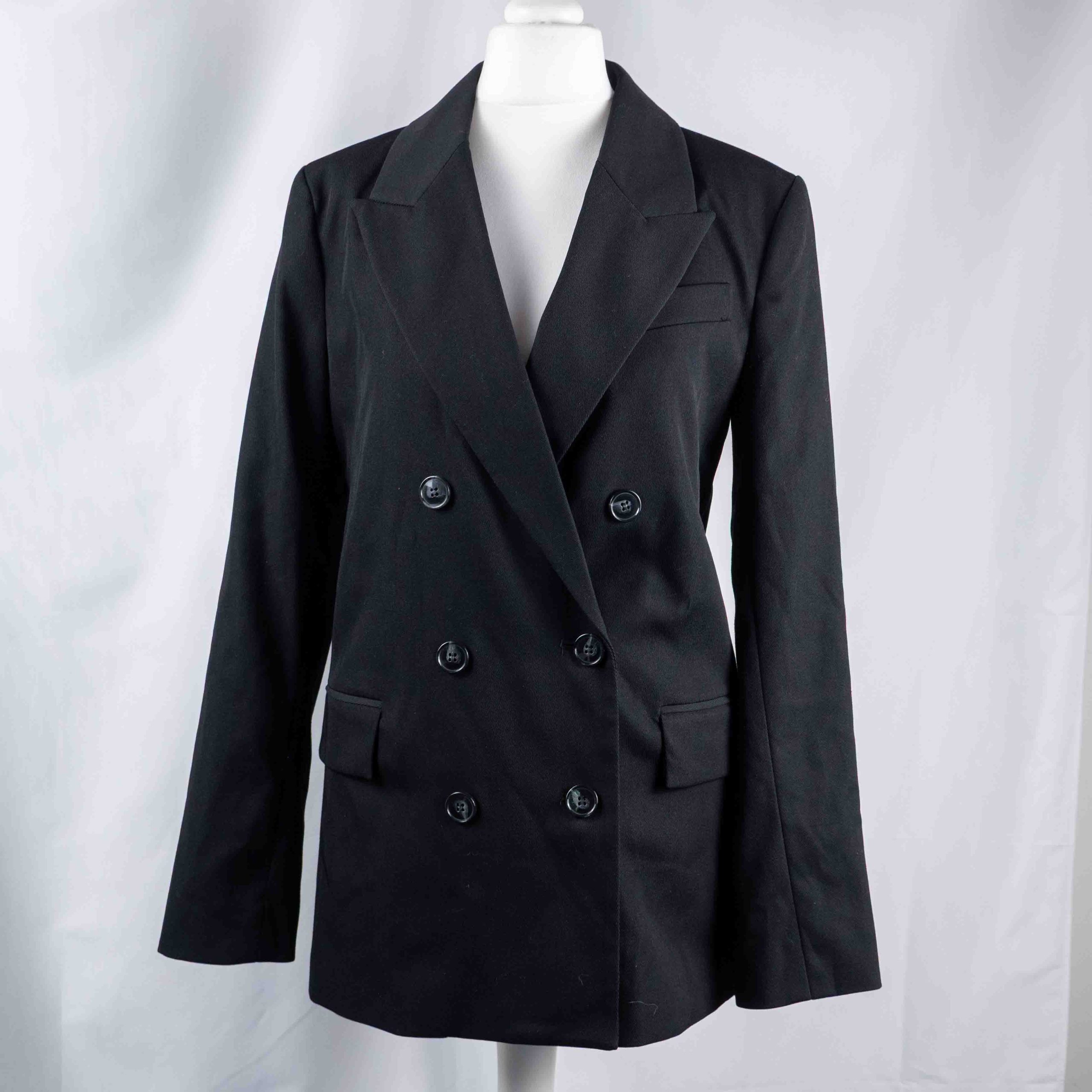 H&M XS Black Double-Breasted Blazer Women NWT