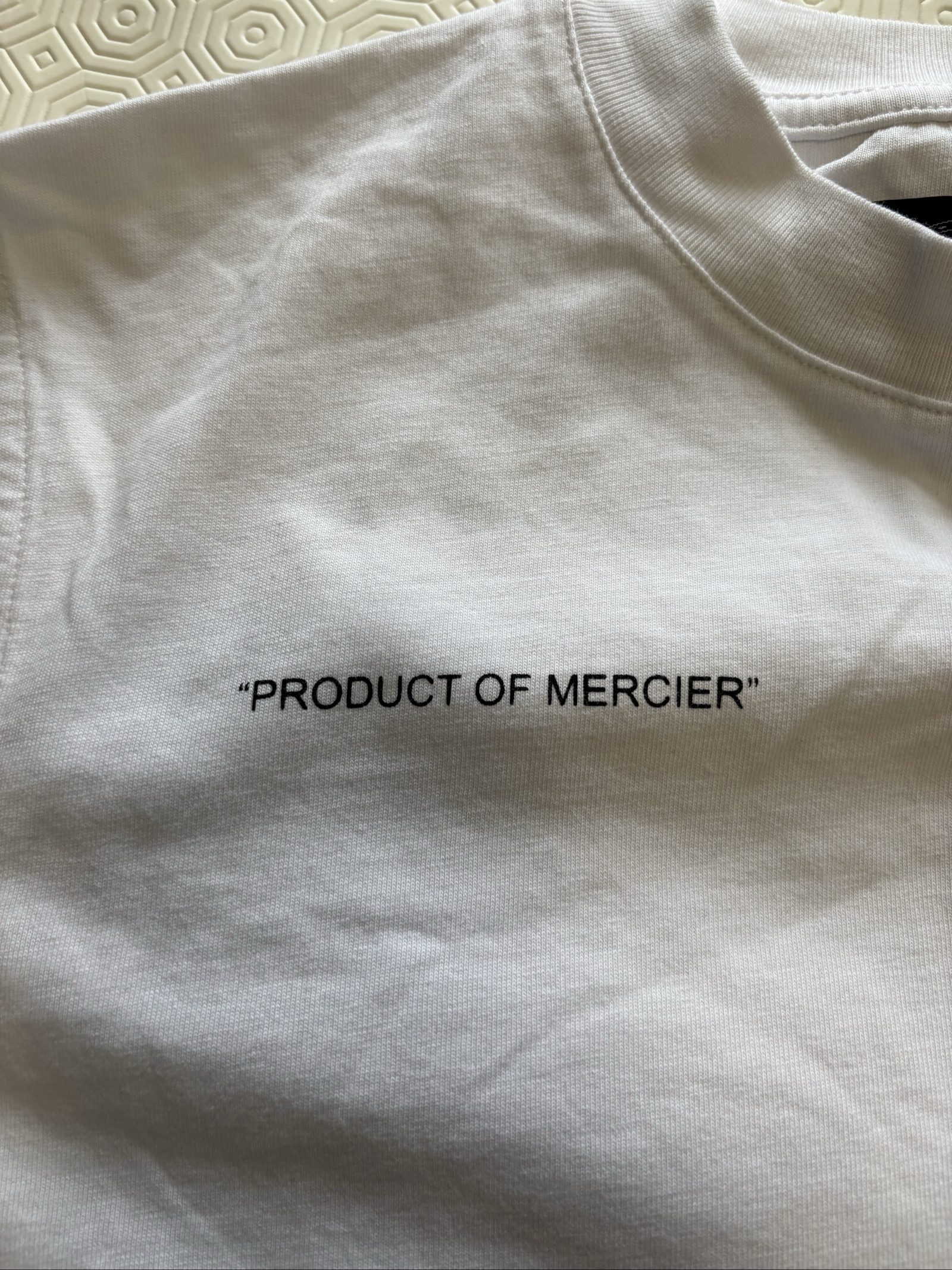 Mercier White Embroidered Patch Logo T-Shirt Small image 3
