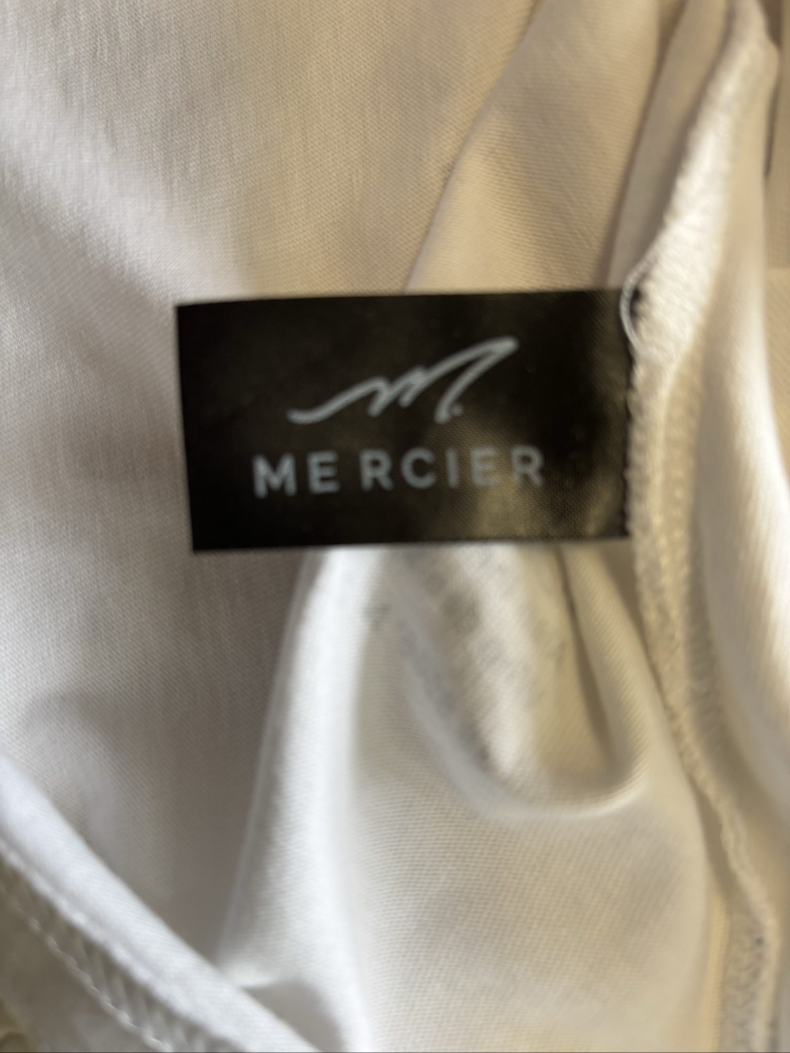 Mercier White Embroidered Patch Logo T-Shirt Small image 5