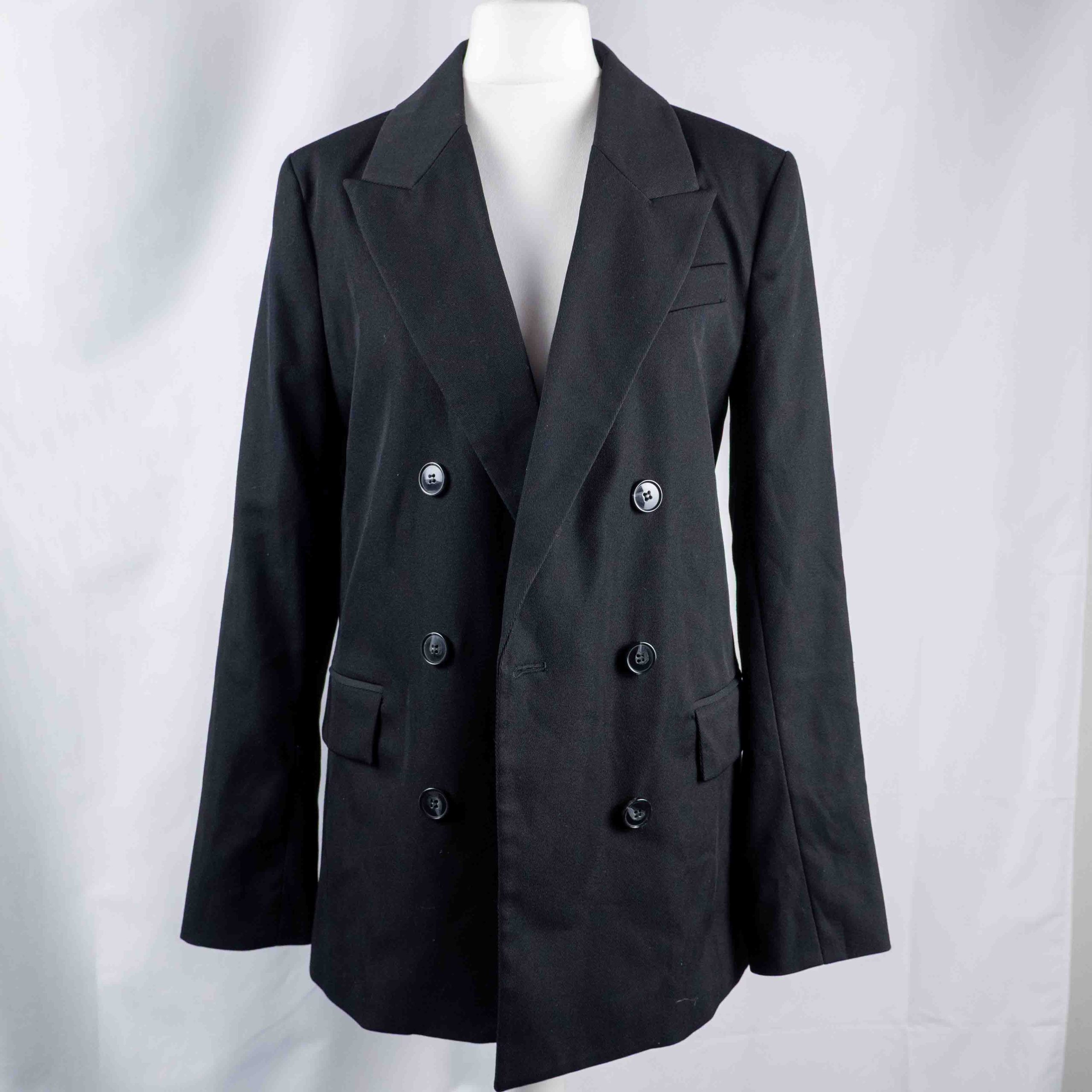 H&M XS Black Double-Breasted Blazer Women NWT image 3