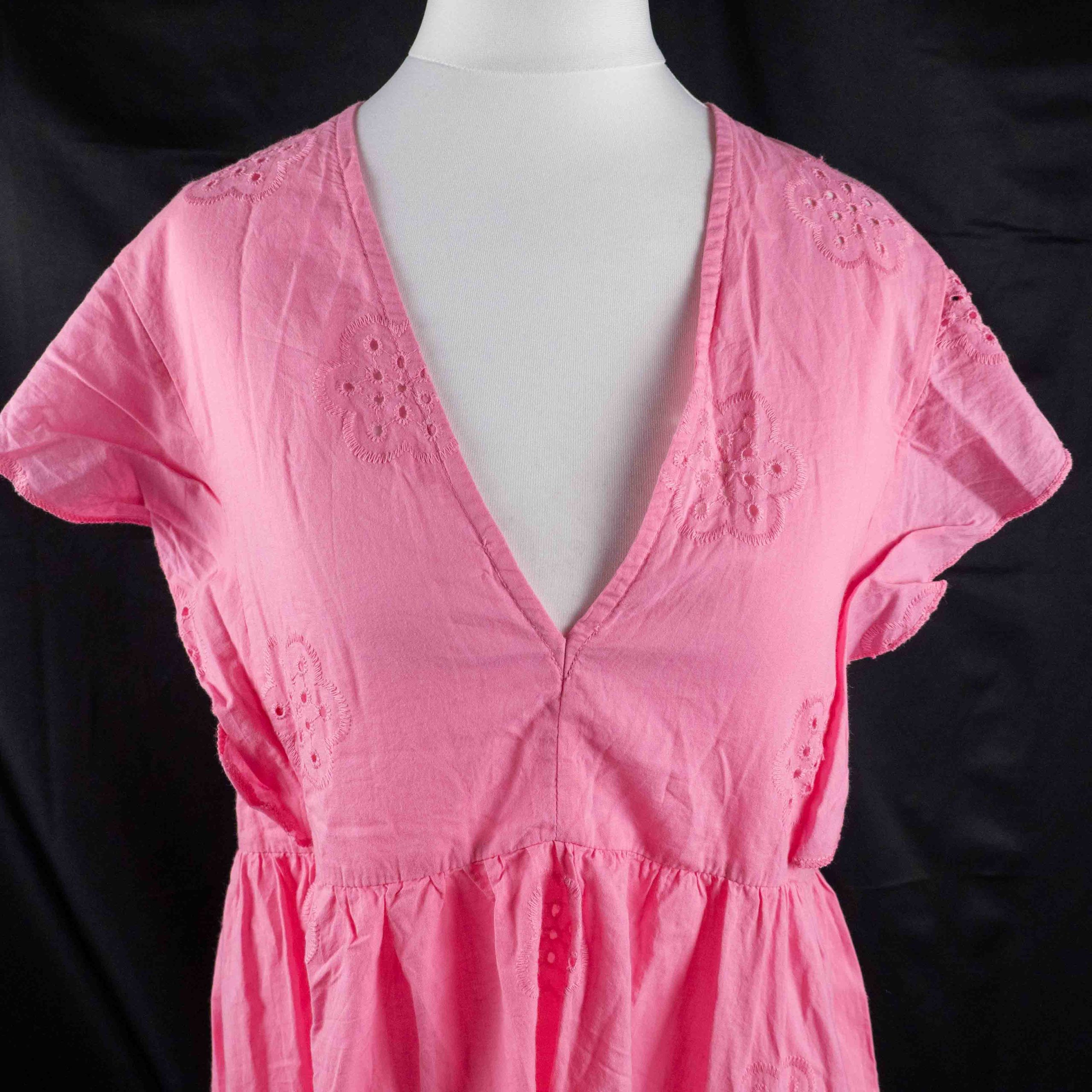 Papaya S Pink Embroidered Cotton Women's Dress Pre-Owned image 2