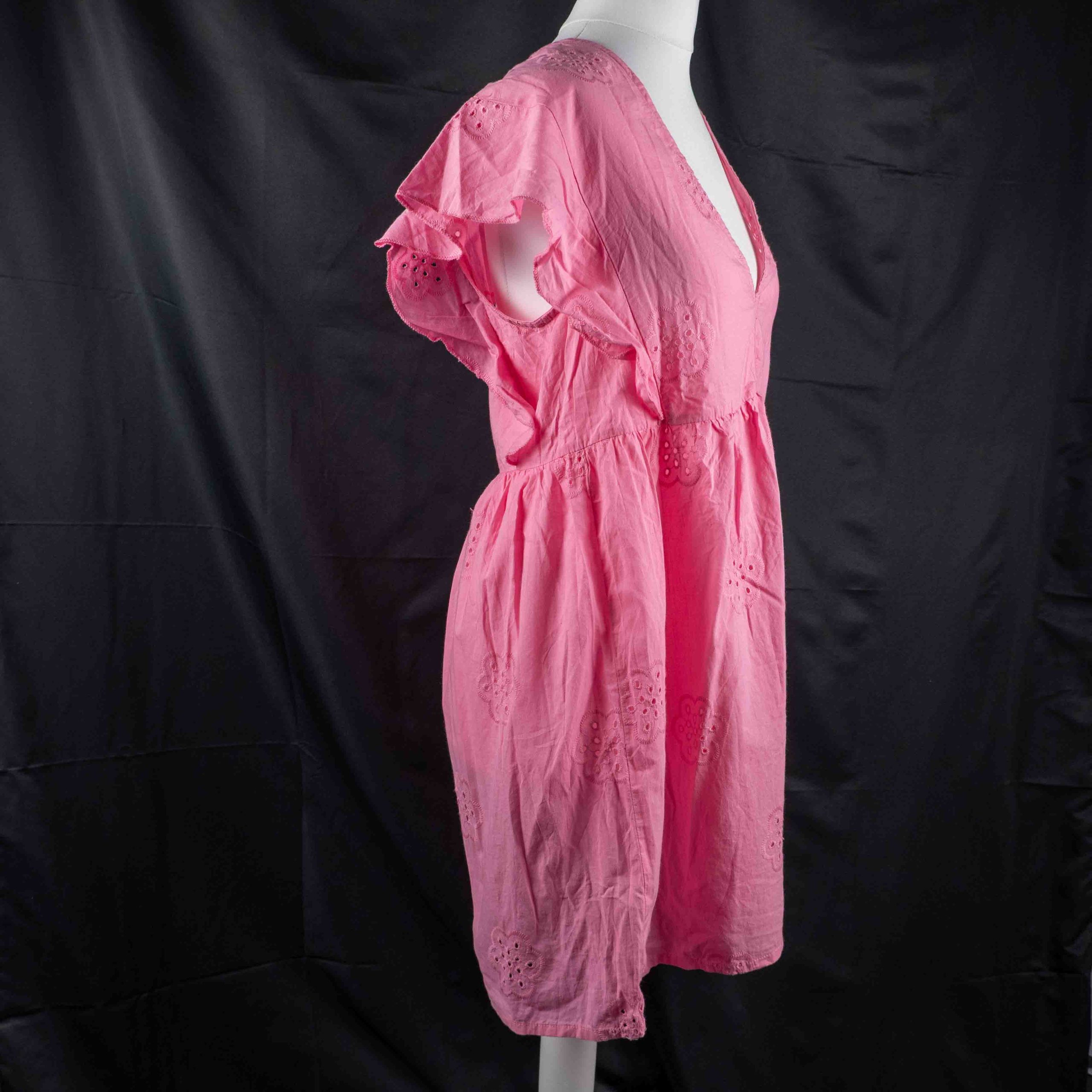 Papaya S Pink Embroidered Cotton Women's Dress Pre-Owned image 3