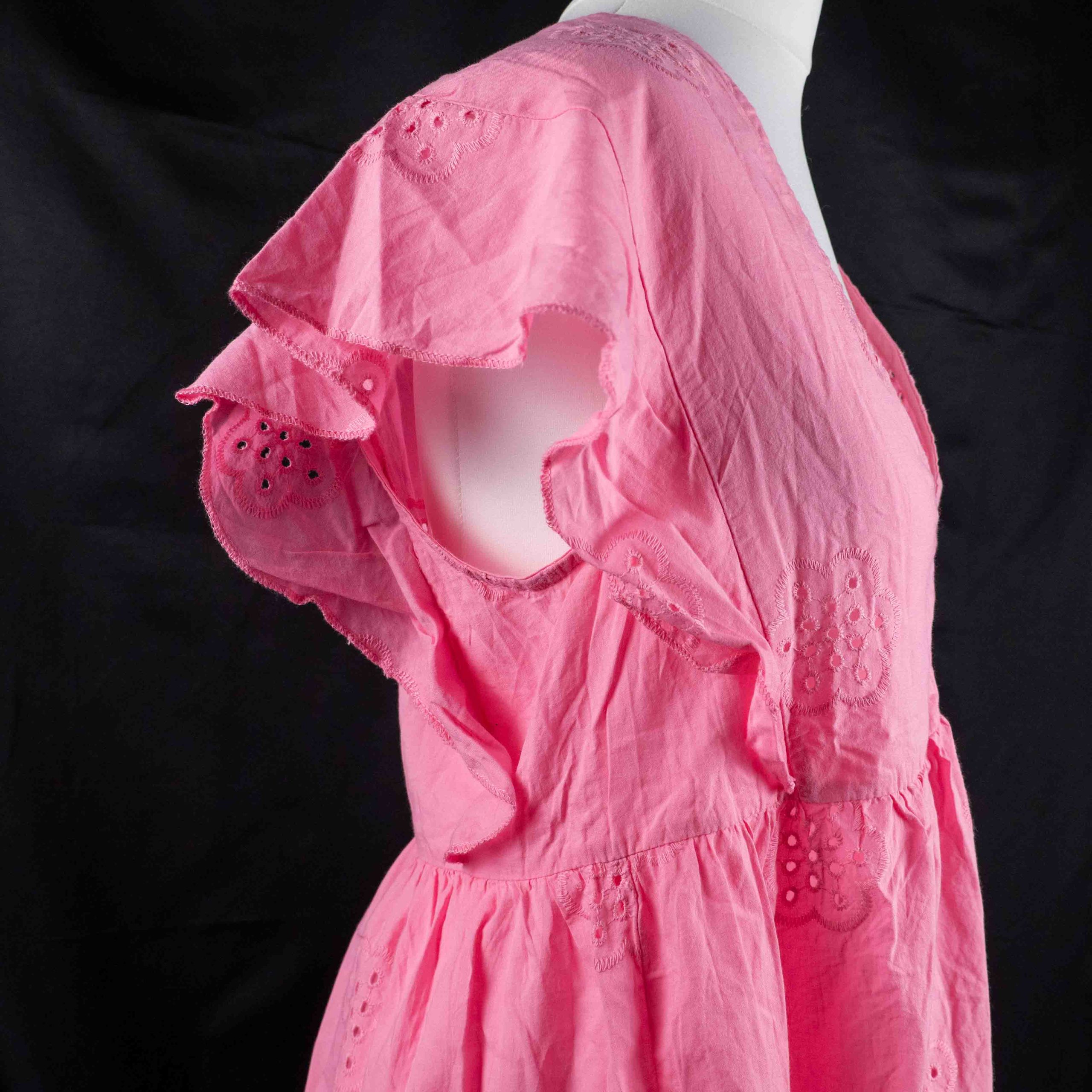 Papaya S Pink Embroidered Cotton Women's Dress Pre-Owned image 4