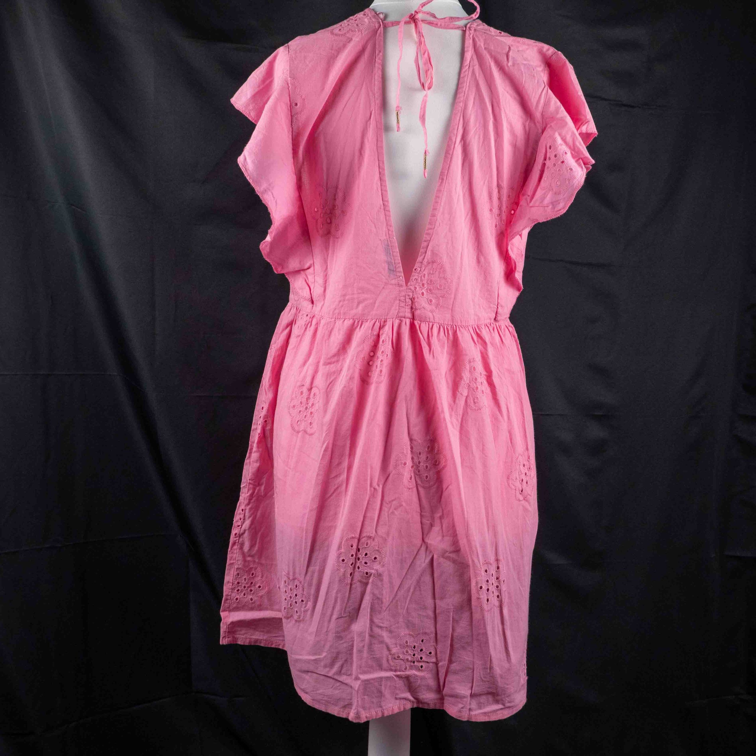 Papaya S Pink Embroidered Cotton Women's Dress Pre-Owned image 5